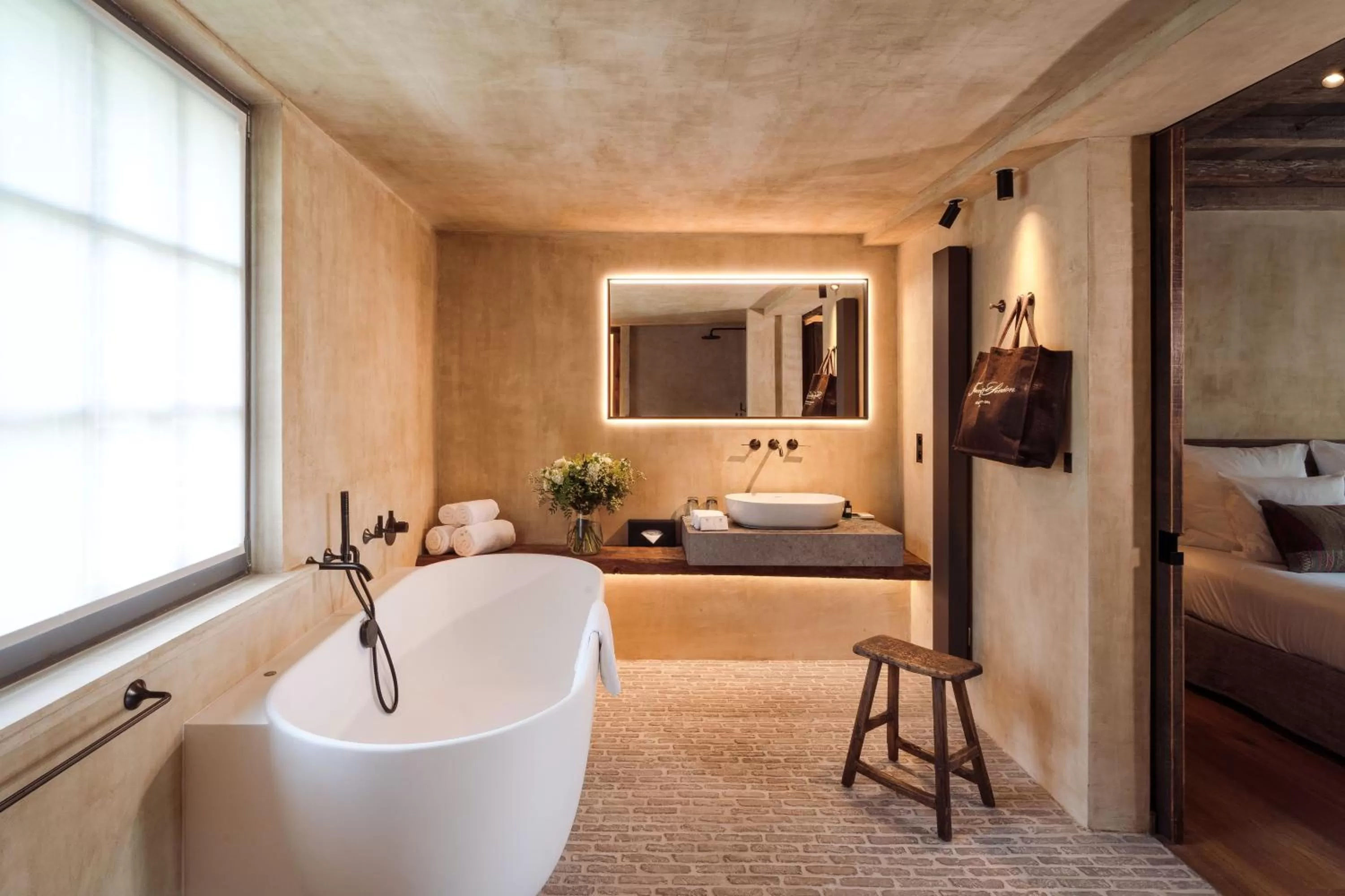 Bathroom, Bed in La Ferme Saint Simeon Hotel & Spa - Relais & Chateaux
