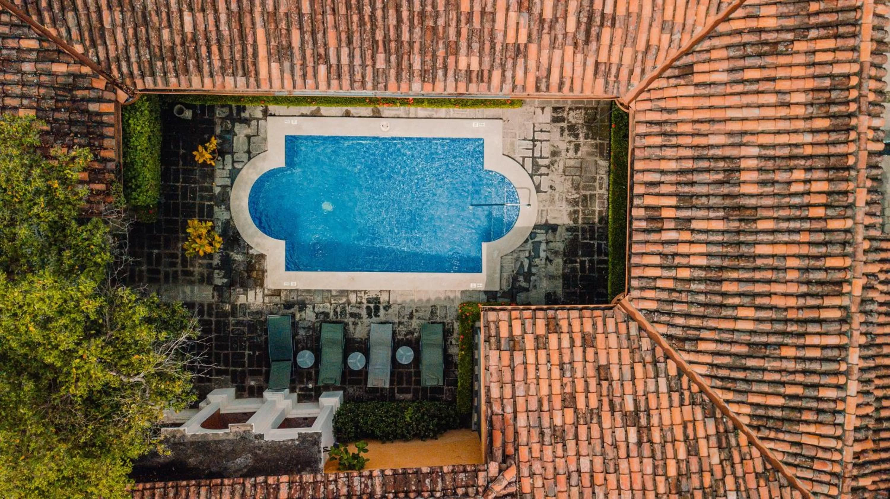 Bird's eye view, Pool View in Hotel El Convento Leon Nicaragua