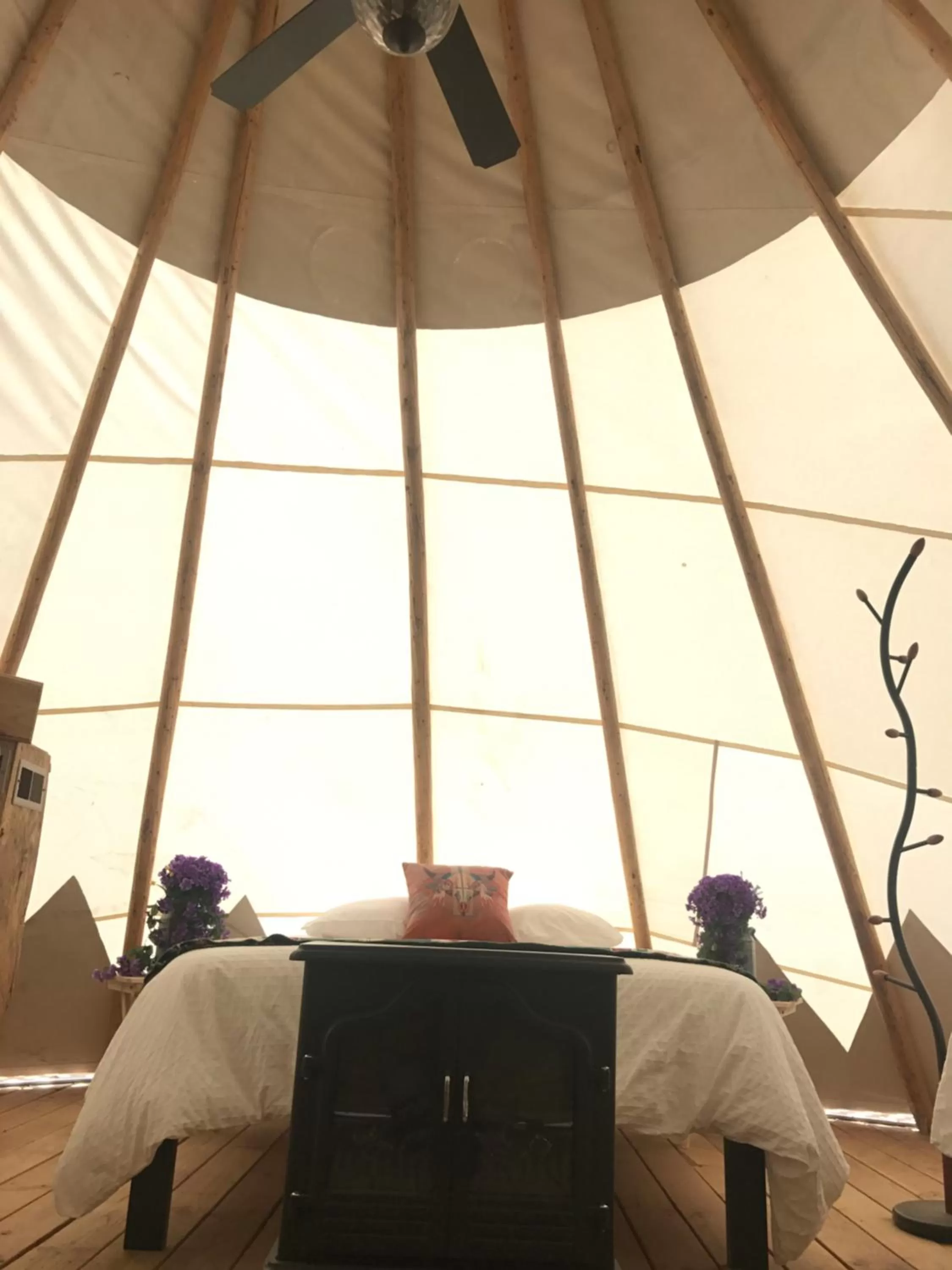 Bed in Olancha RV Park and Motel