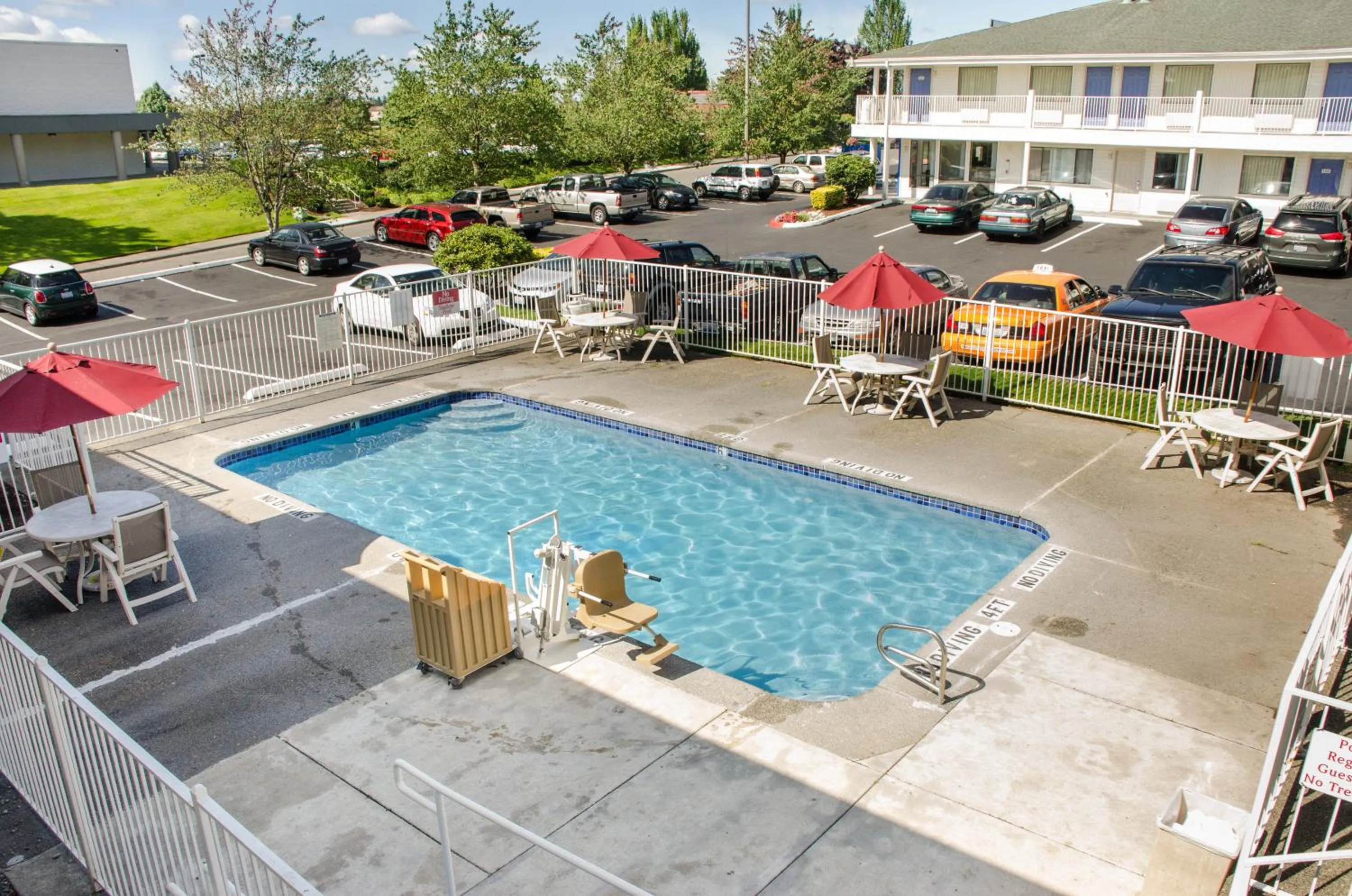 Swimming pool in Motel 6-Tacoma, WA - South