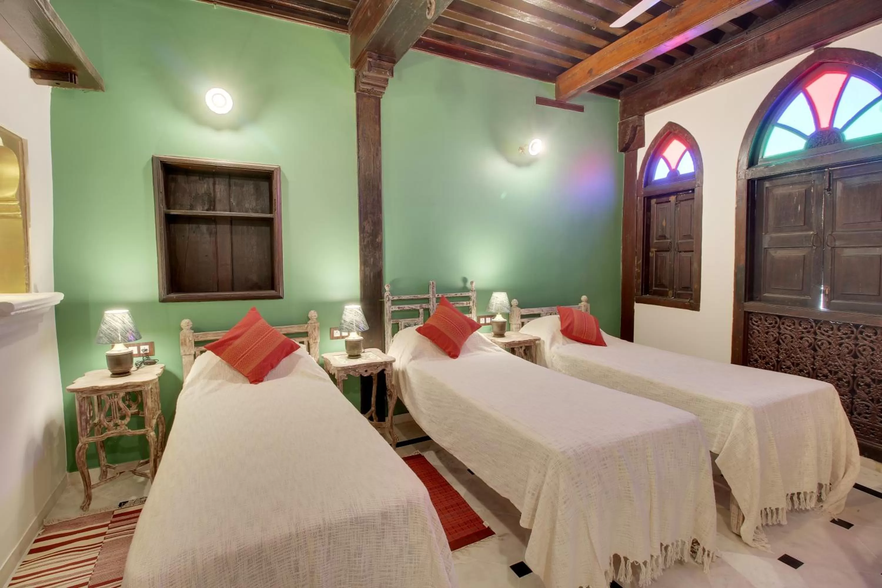 Inner courtyard view, Bed in Deewanji Ni Haveli