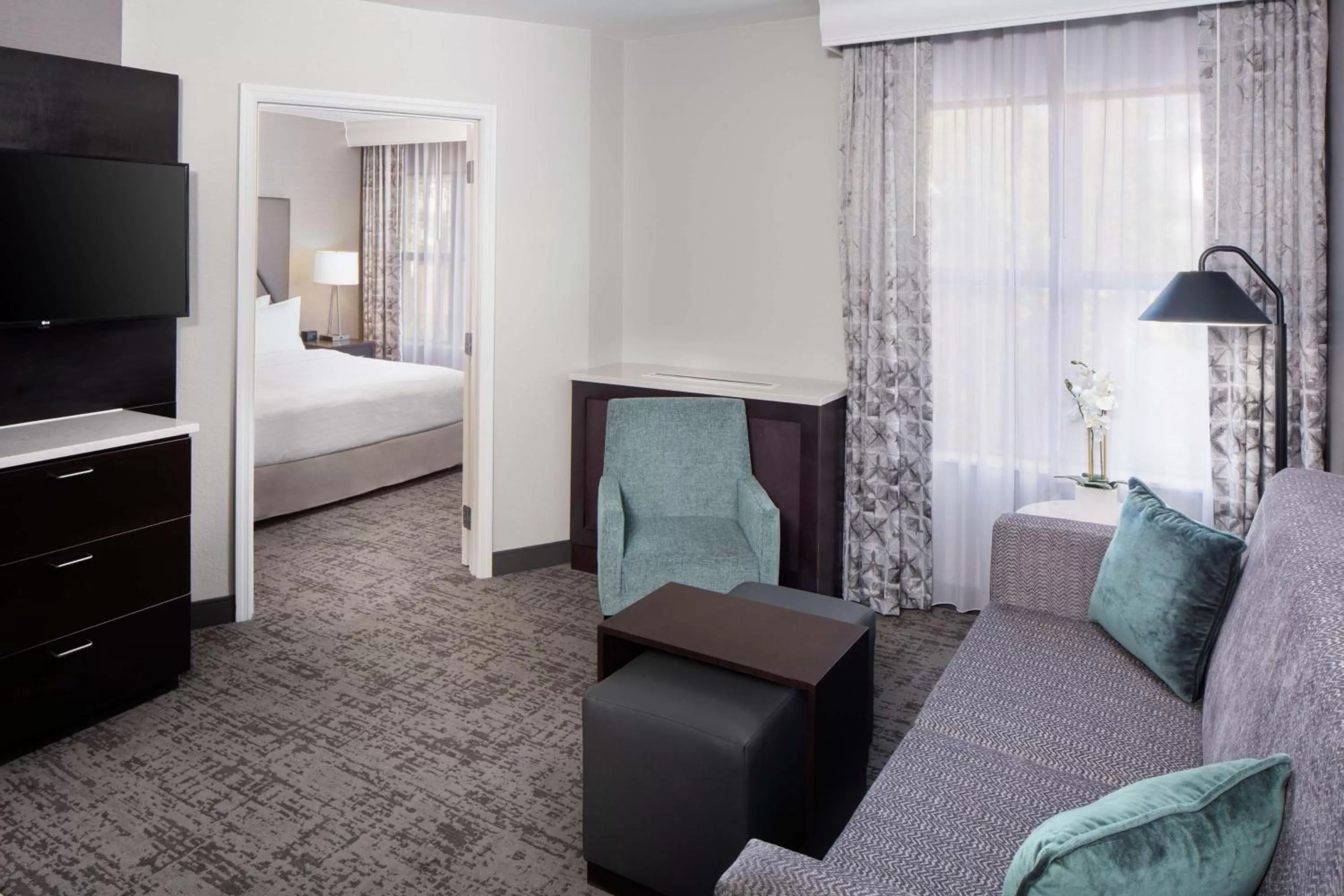 Living room, Bed in Homewood Suites by Hilton Atlanta Lenox Buckhead