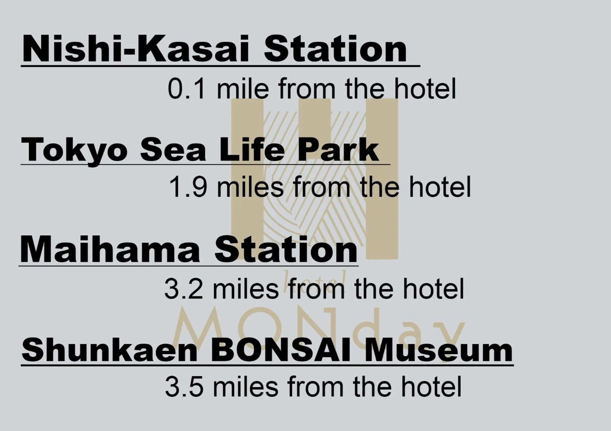 Nearby landmark in hotel MONday Tokyo Nishikasai