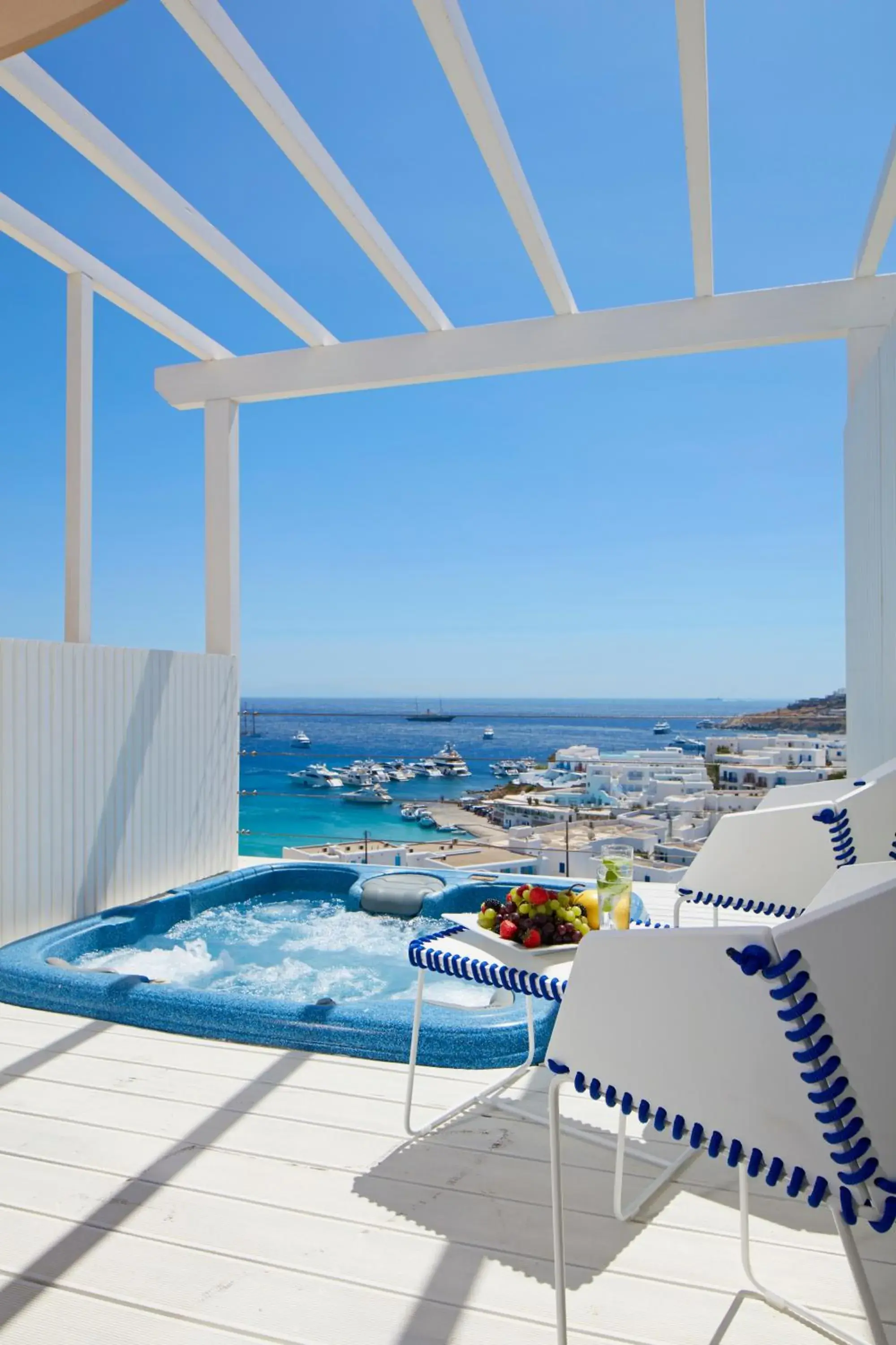 True Blue Double Room with Outdoor Hot Tub in Myconian Ambassador Relais & Chateaux True Blue Double Room with Outdoor Hot Tub in Myconian Ambassador Relais & Chateaux