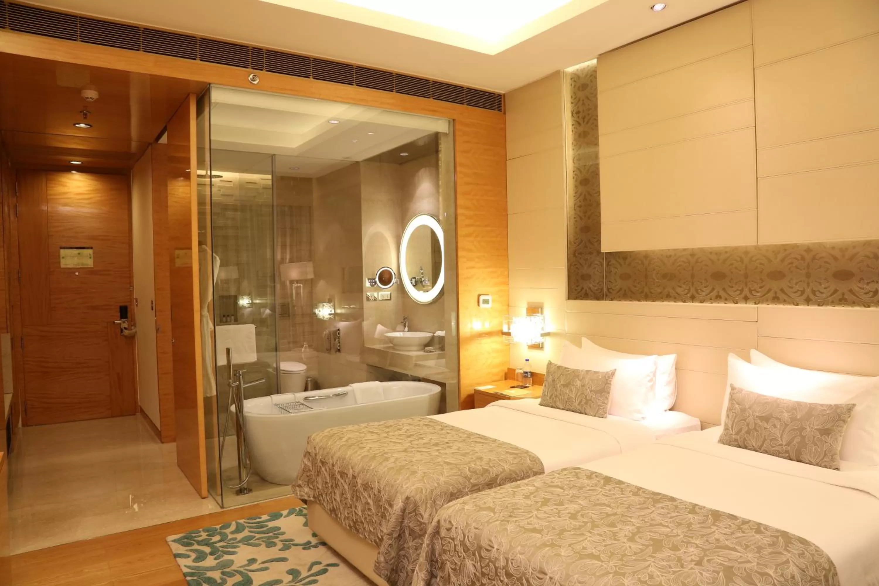 Bathroom, Bed in Taj City Centre Gurugram