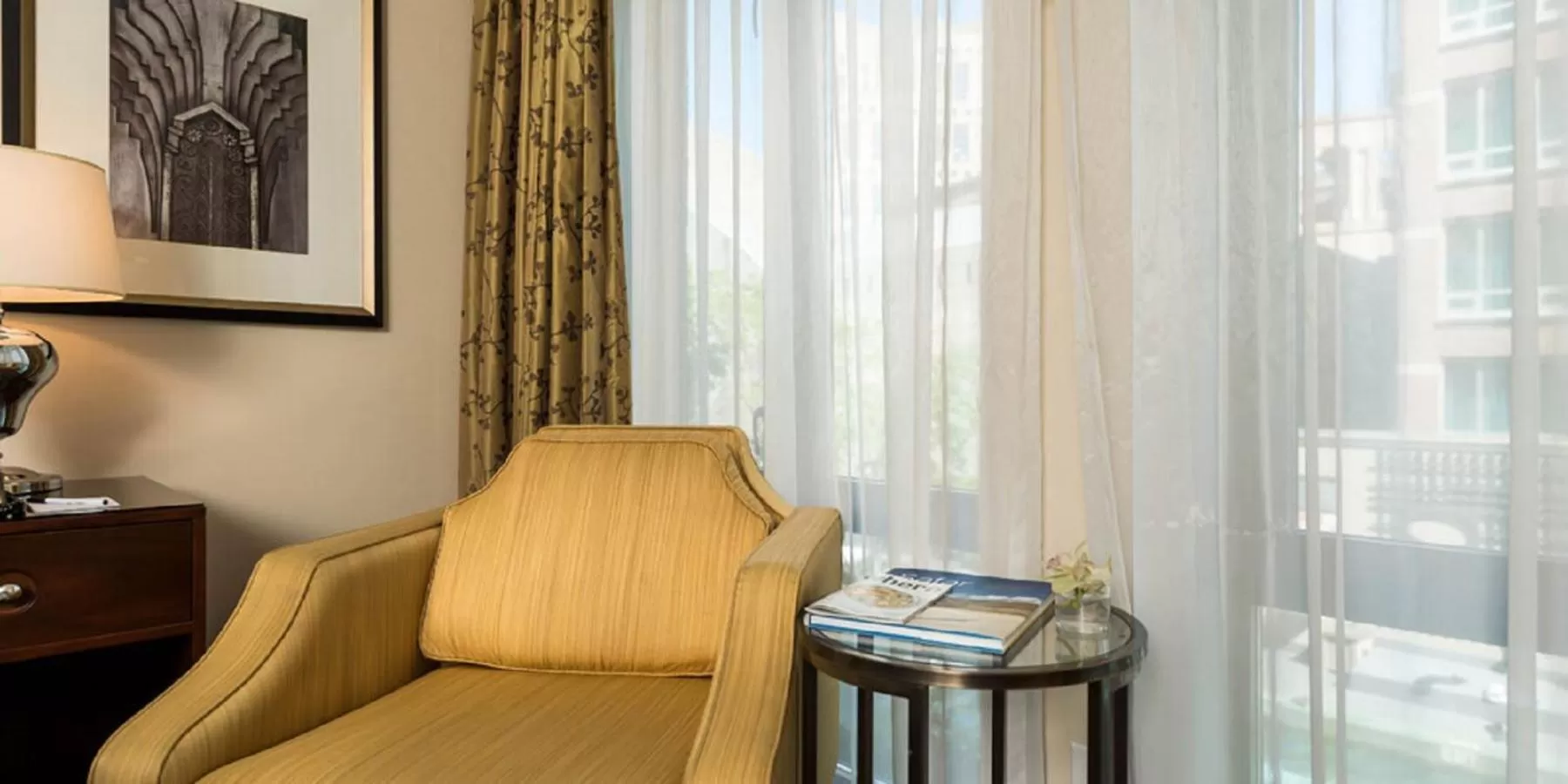 Seating area in L'Hermitage Hotel