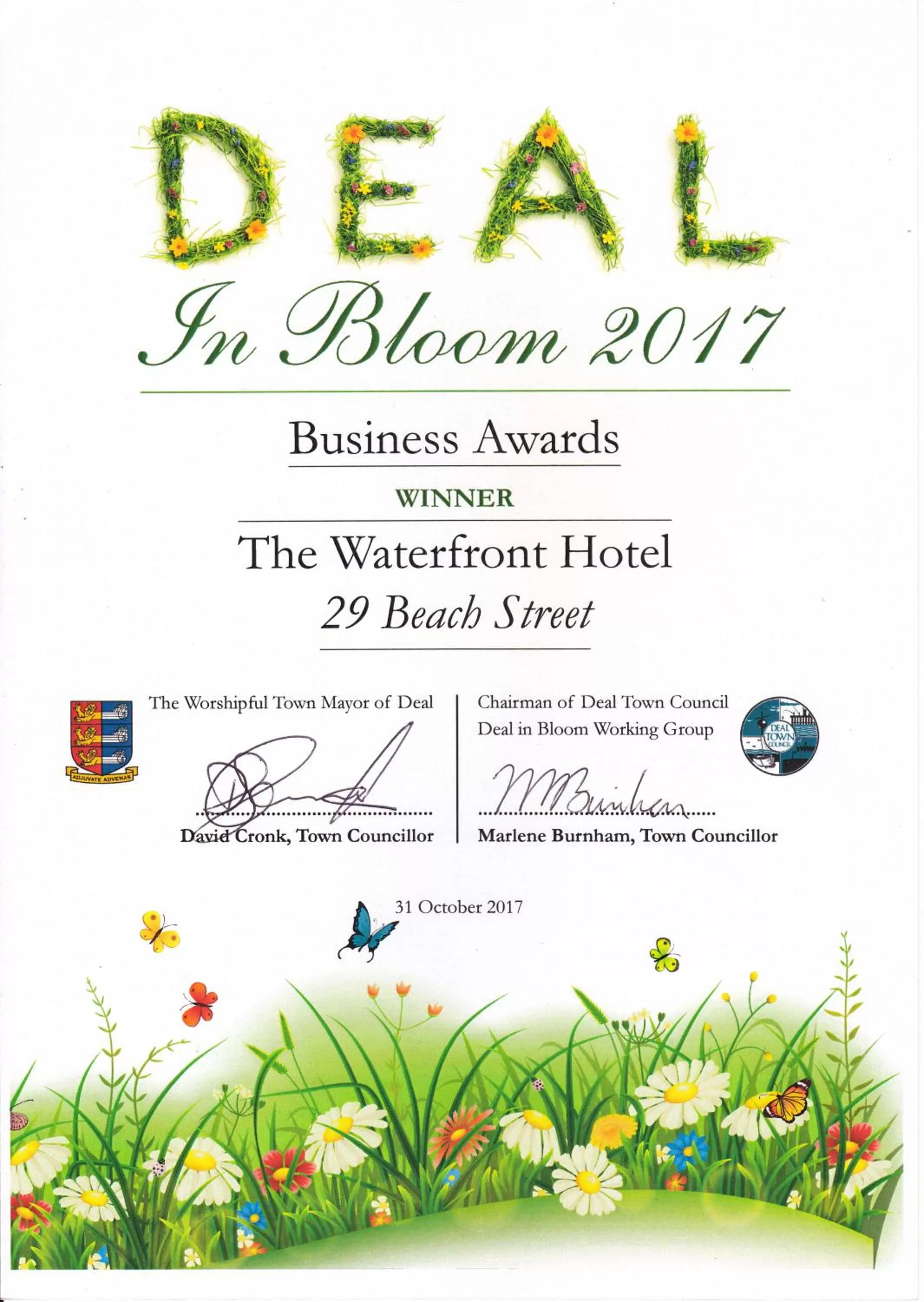 Certificate/Award in Waterfront Hotel