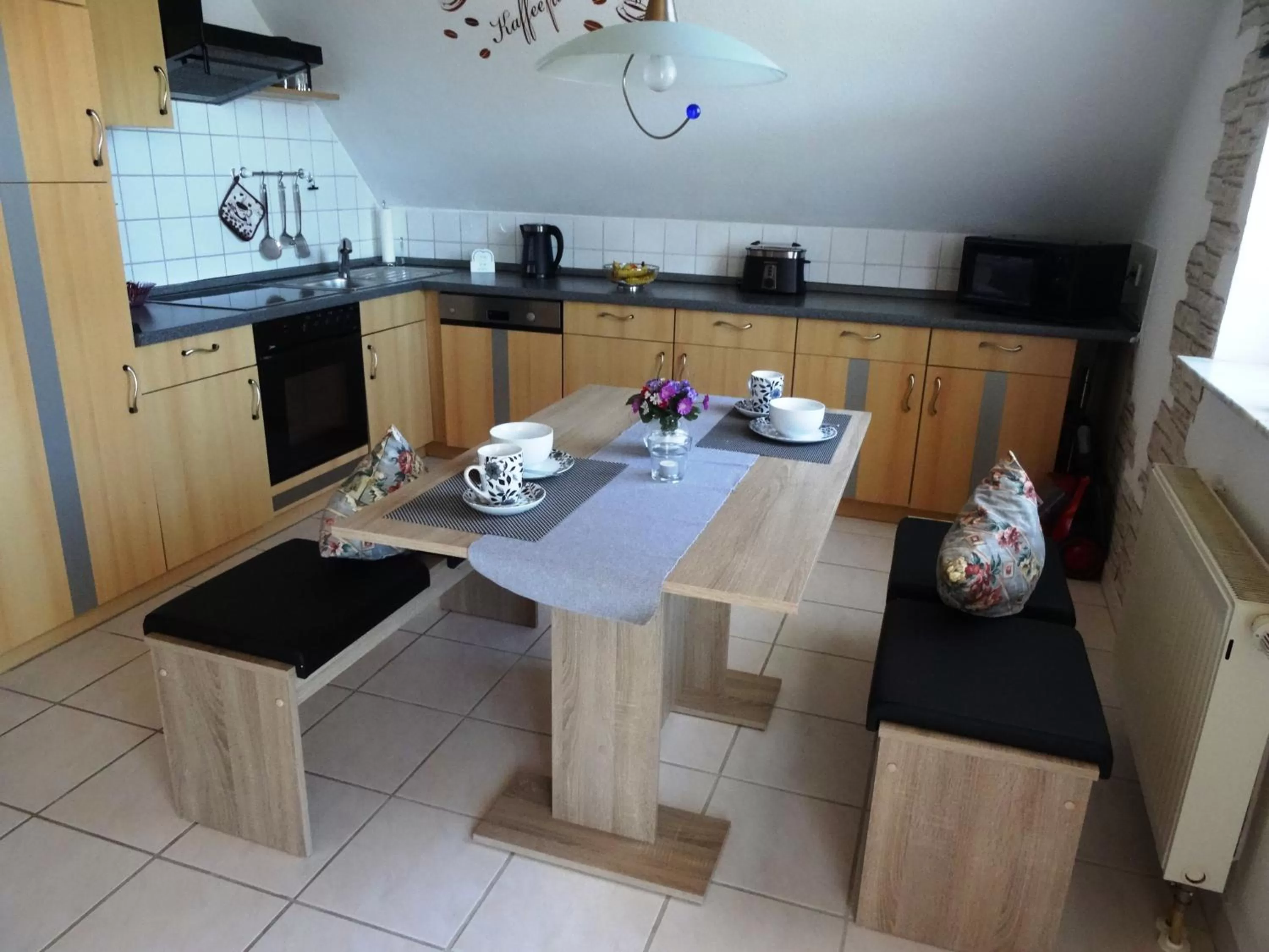 Dining area, Kitchen/Kitchenette in Pension und Apartment Landhaus Fricke