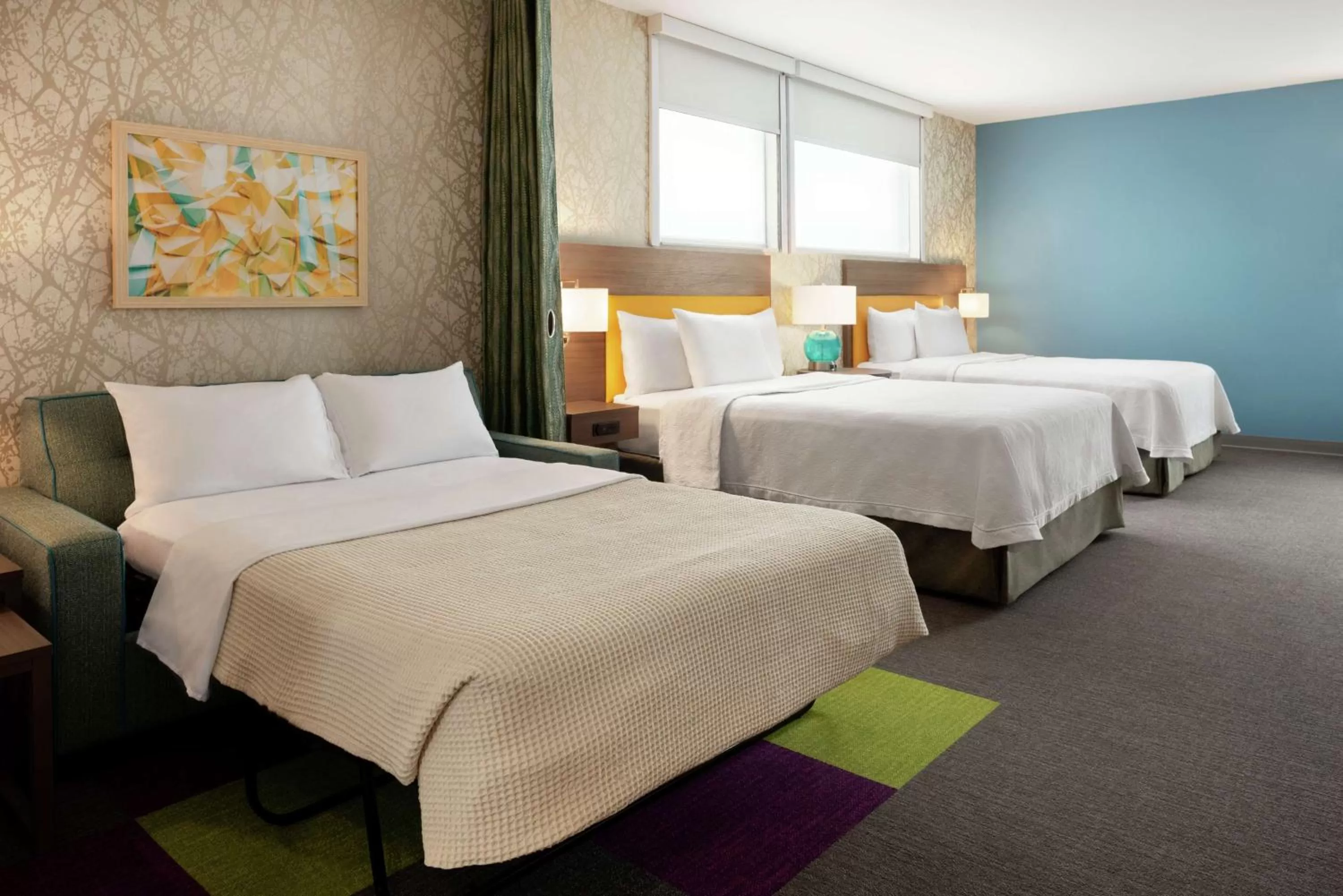 Living room, Bed in Home2 Suites By Hilton Overland Park, Ks