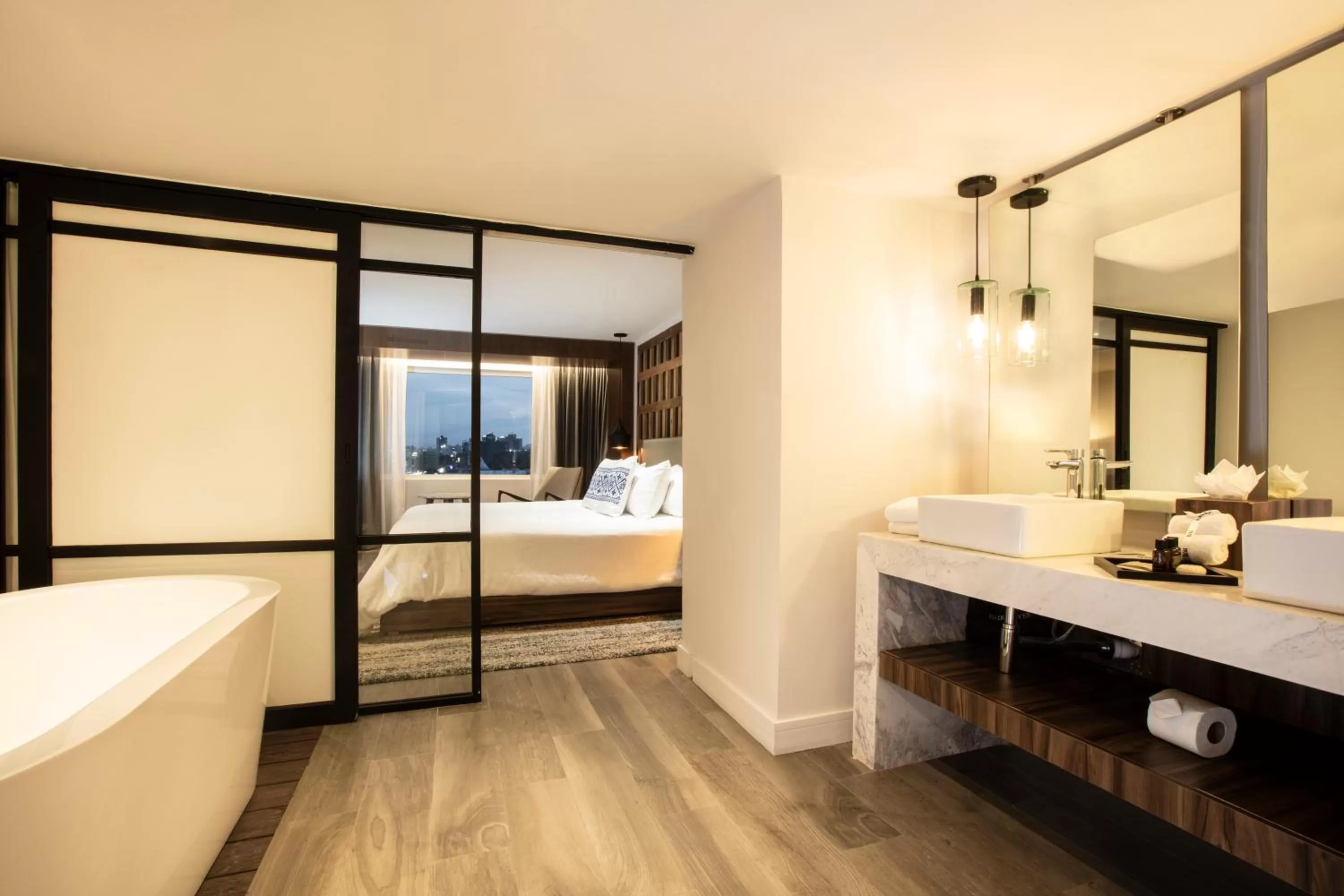 Bathroom, Bed in Hotel Indigo Guadalajara Expo by IHG