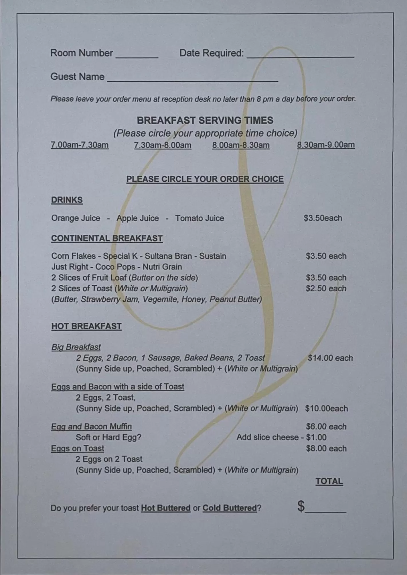 Breakfast in Limassol Motel