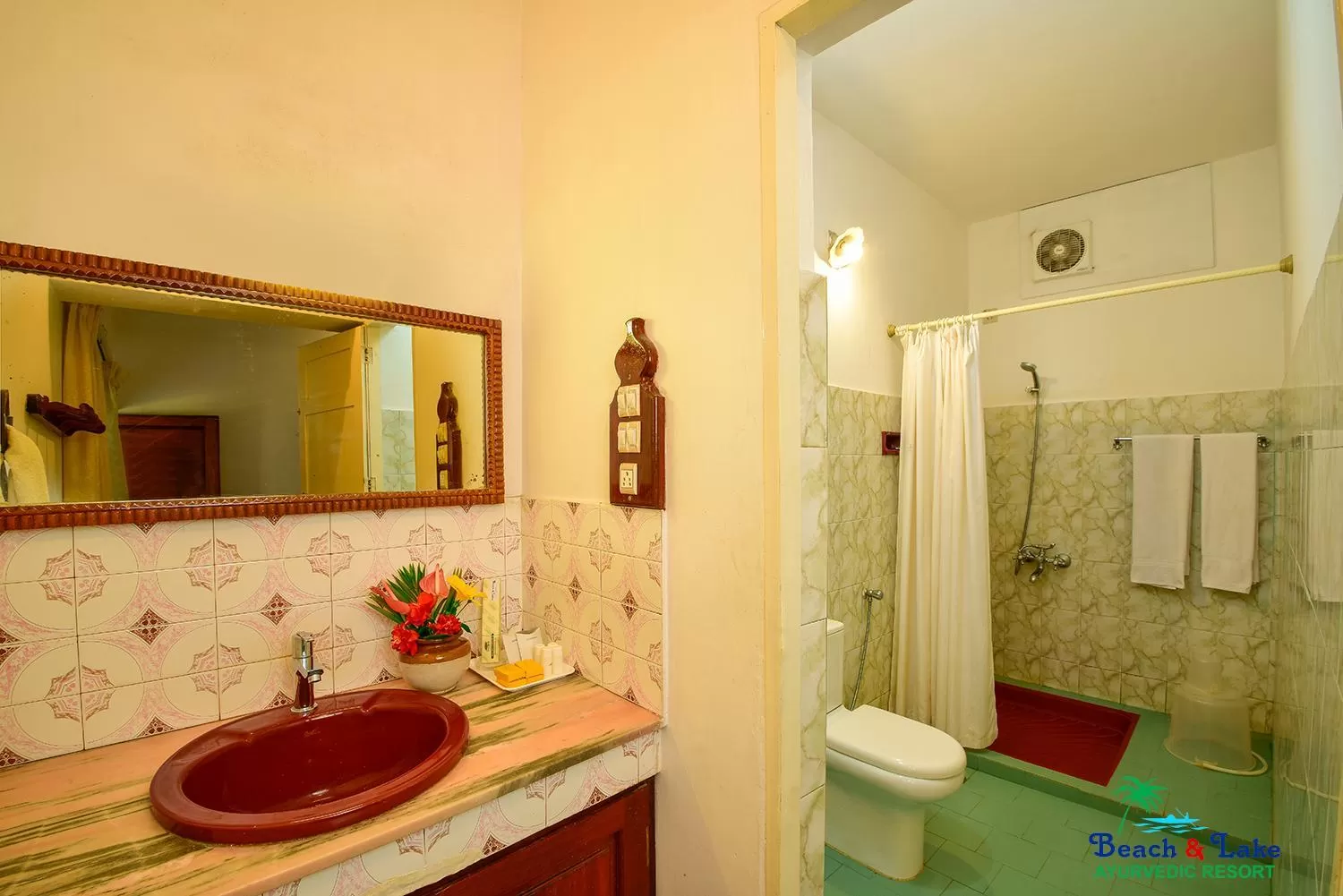 Bathroom in Beach and Lake Ayurvedic Resort, Kovalam