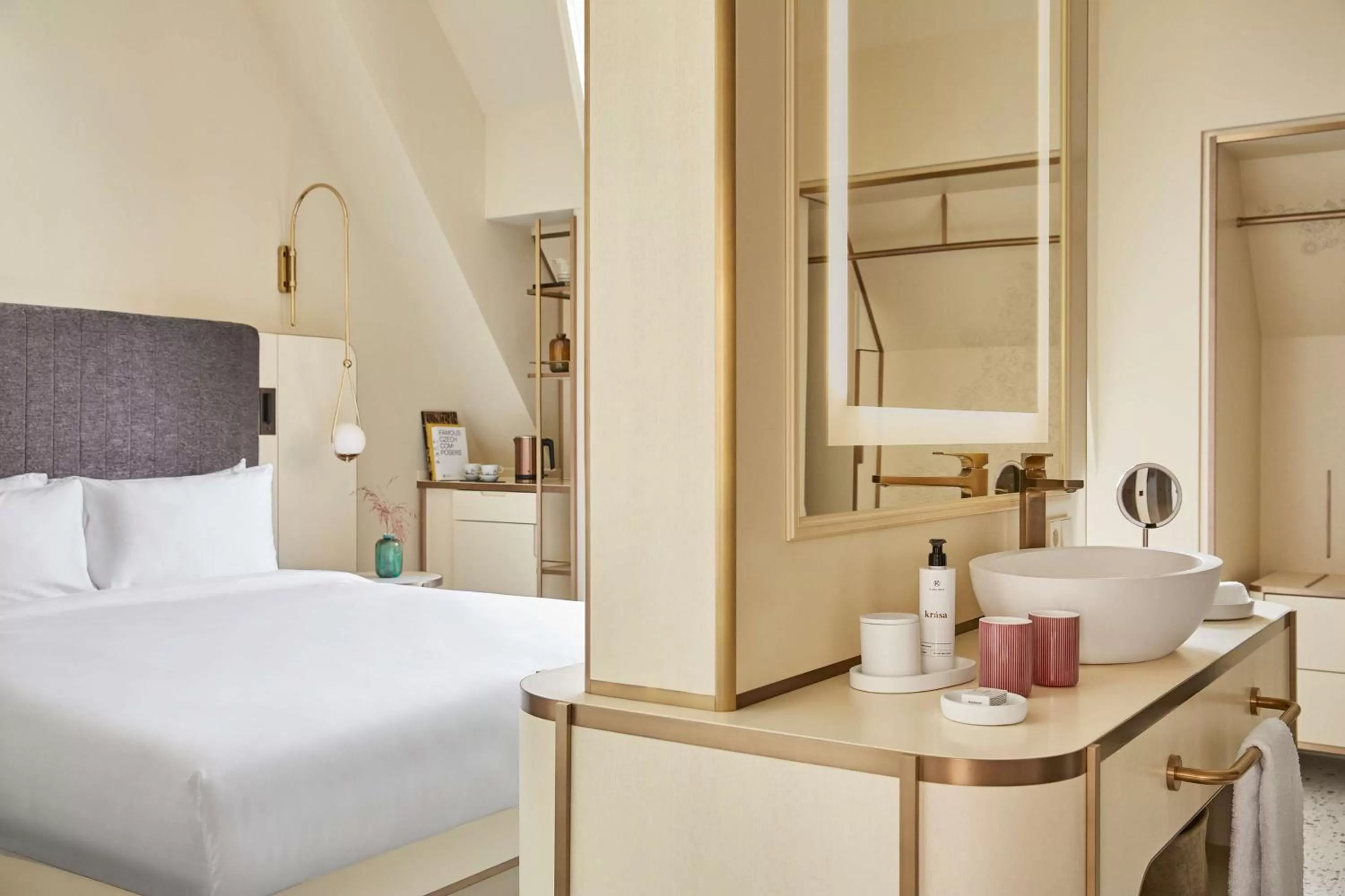 Bathroom, Bed in Andaz Prague, By Hyatt