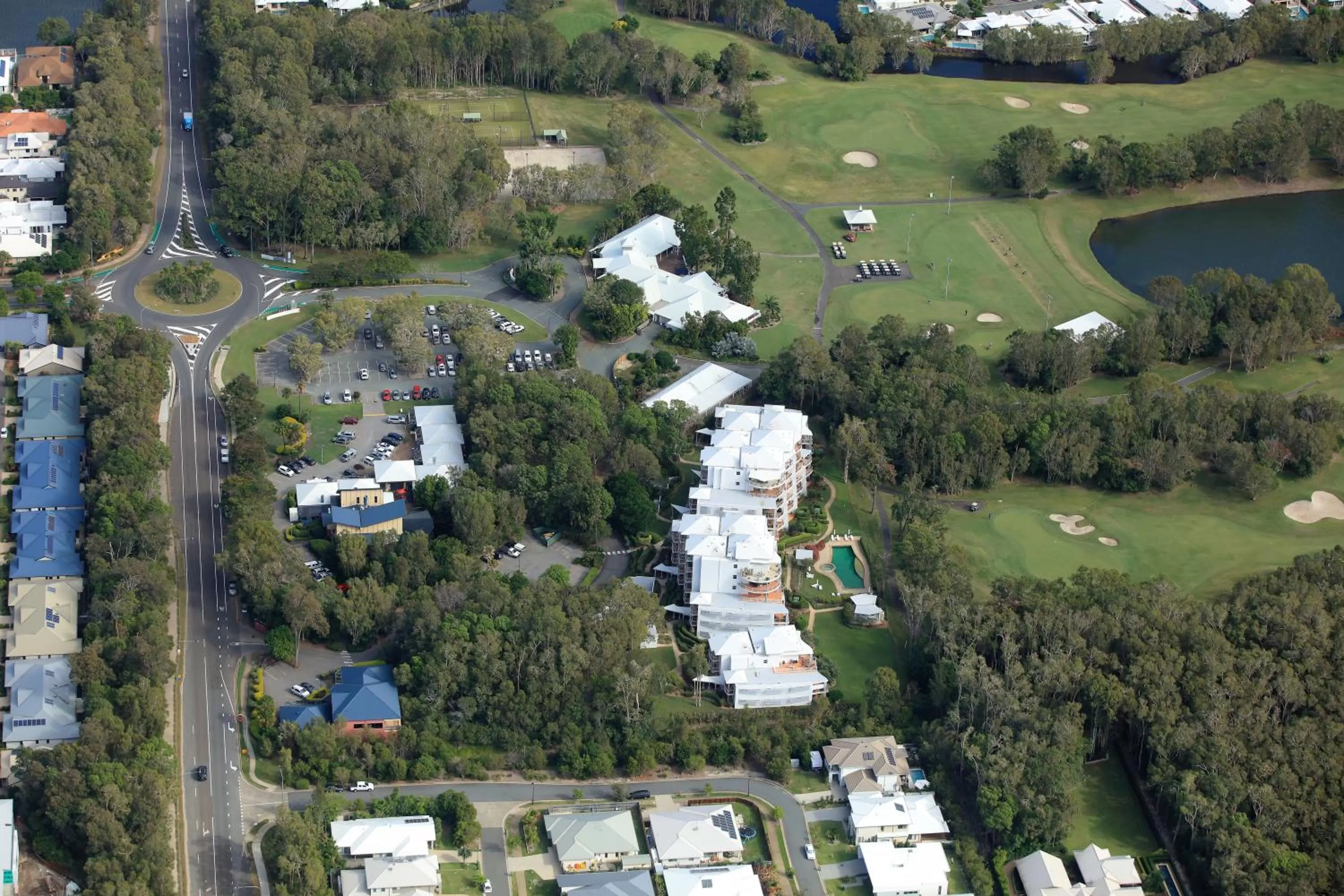 Patio, Bird's-eye View in Magnolia Lane Apartments