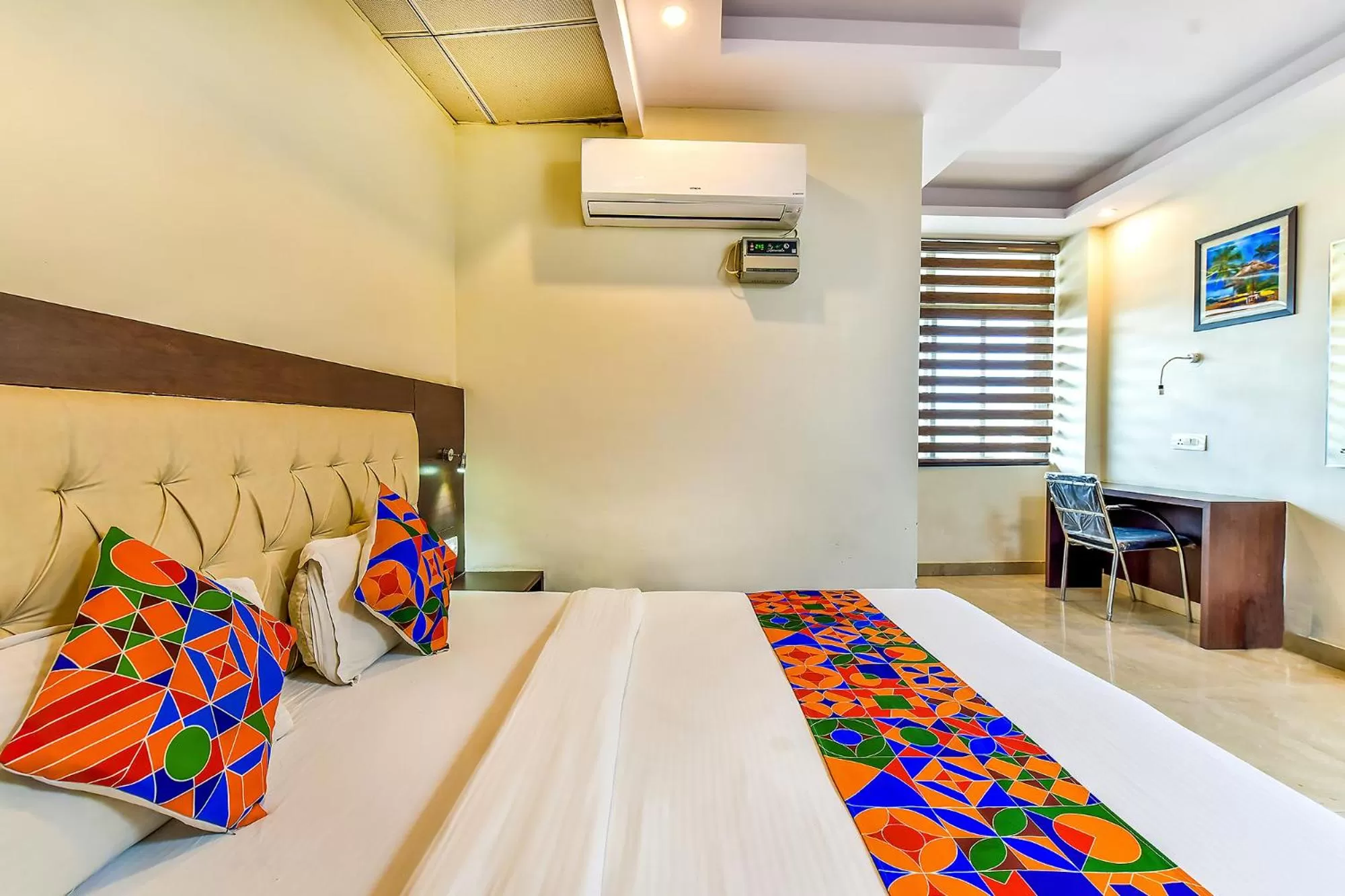 Bedroom, Bed in FabHotel Surya Residency GMS Road