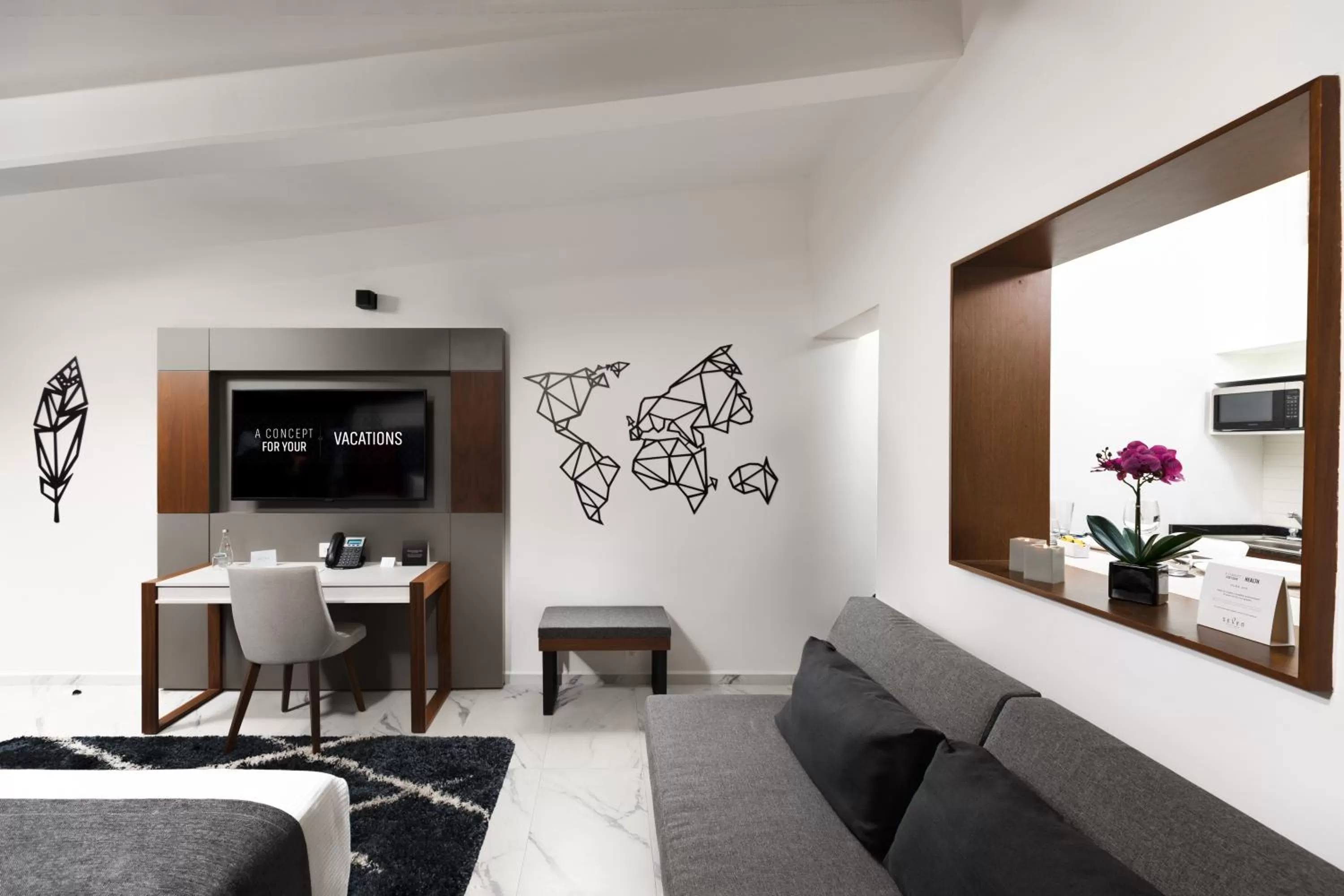 Living room, Bed in Seven Boutique Apartments Cancún