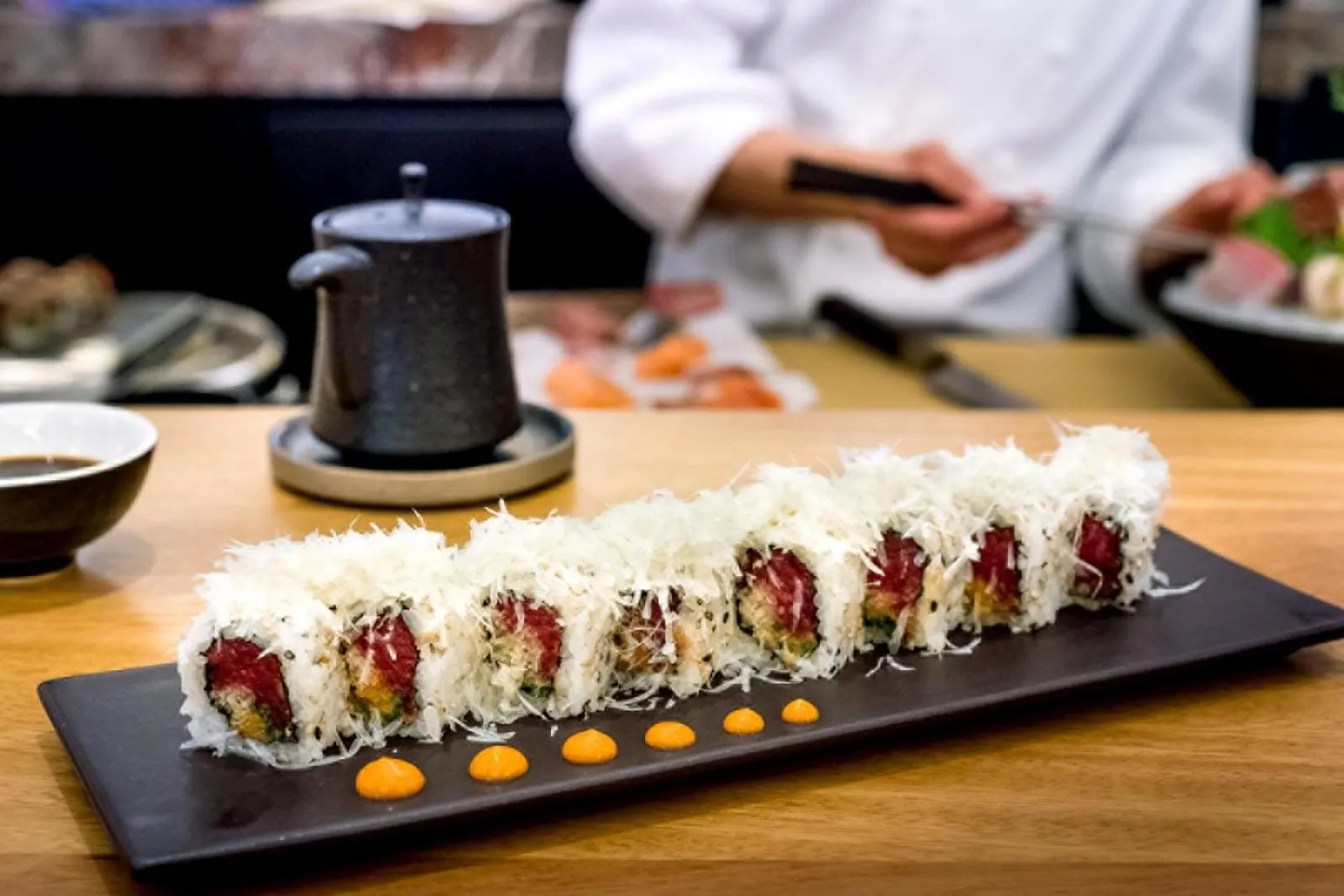Food close-up in Four Seasons Hotel London at Tower Bridge