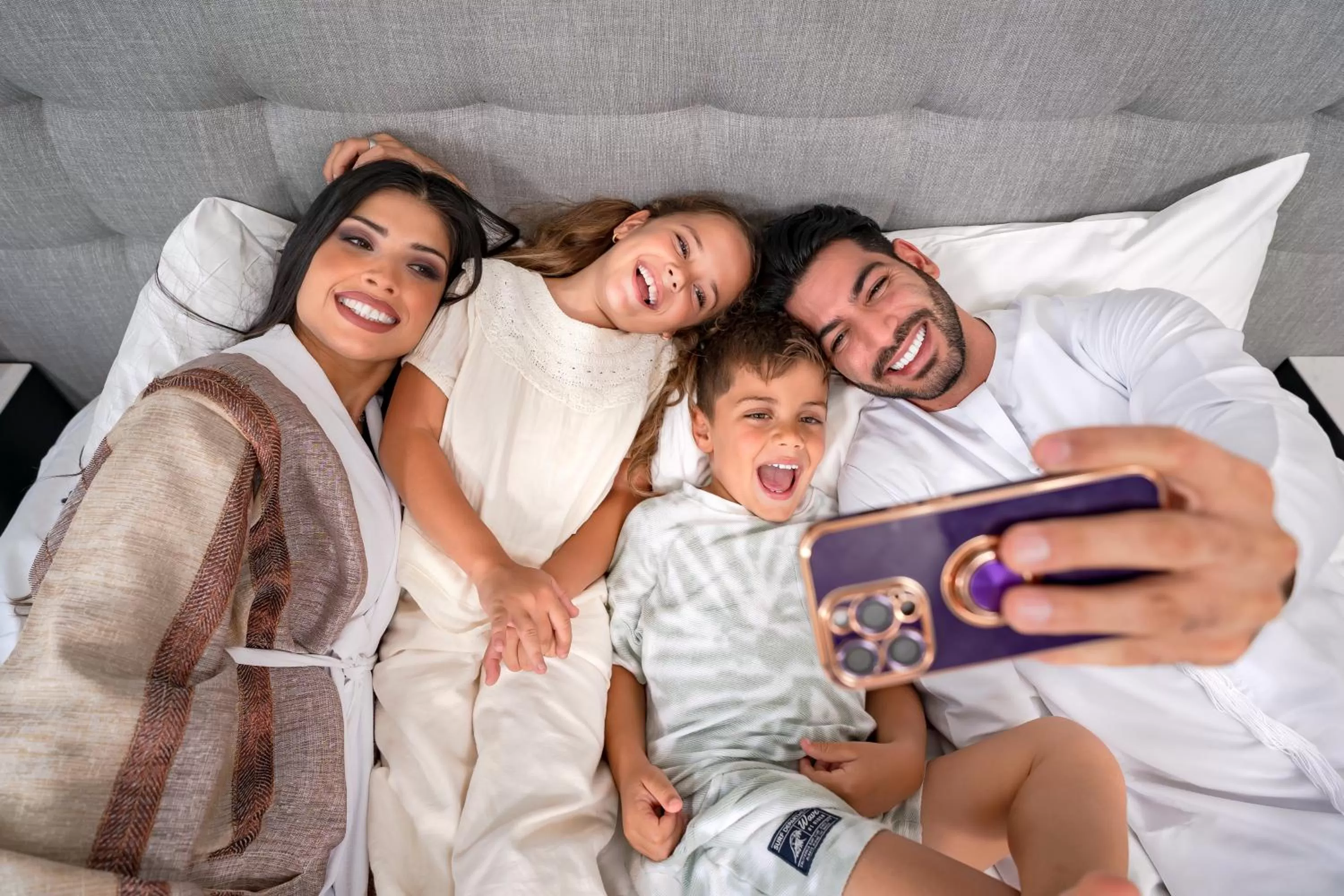 People, Bed in Th8 Palm Dubai Beach Resort Vignette Collection, an IHG hotel