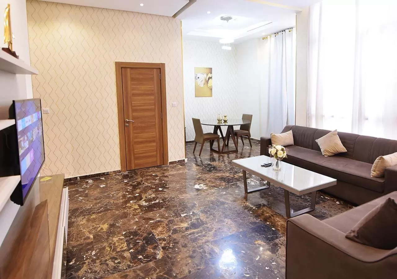 Seating area in Rihanna Hotel Apartment