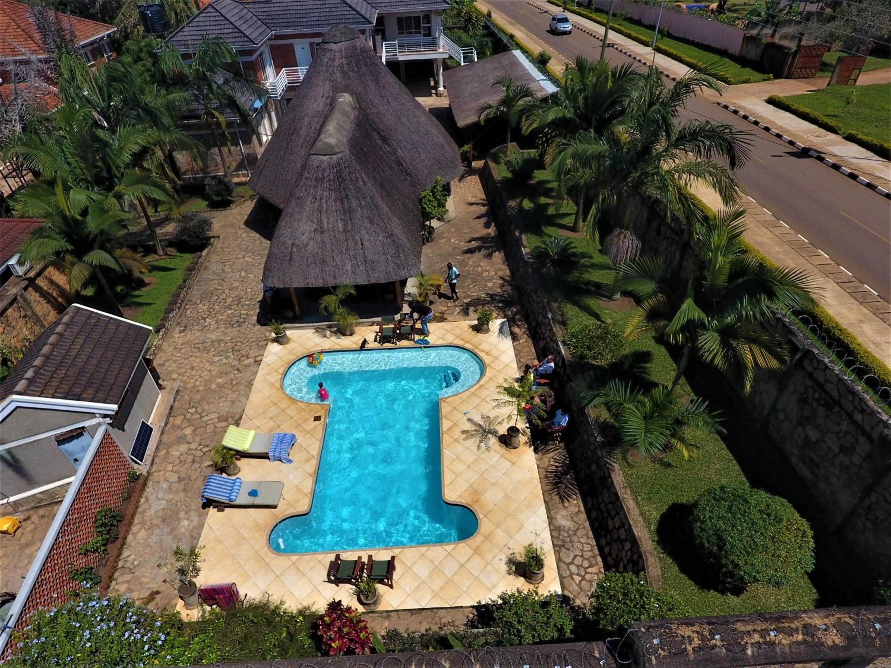 Swimming pool, Bird's-eye View in Entebbe Palm Hotel