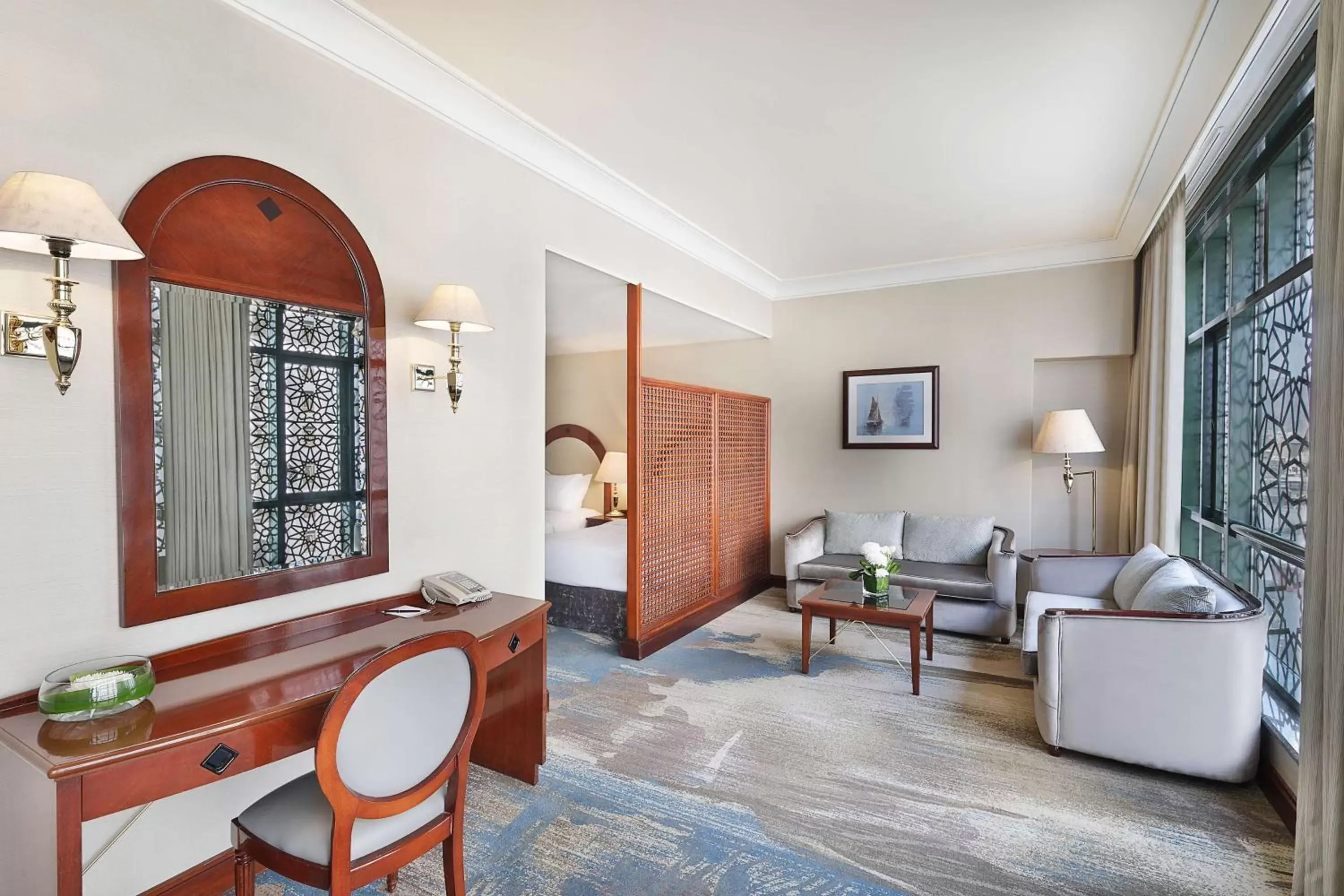 Twin Junior Suite with Partial Haram View in Madinah Hilton Hotel Twin Junior Suite with Partial Haram View in Madinah Hilton Hotel