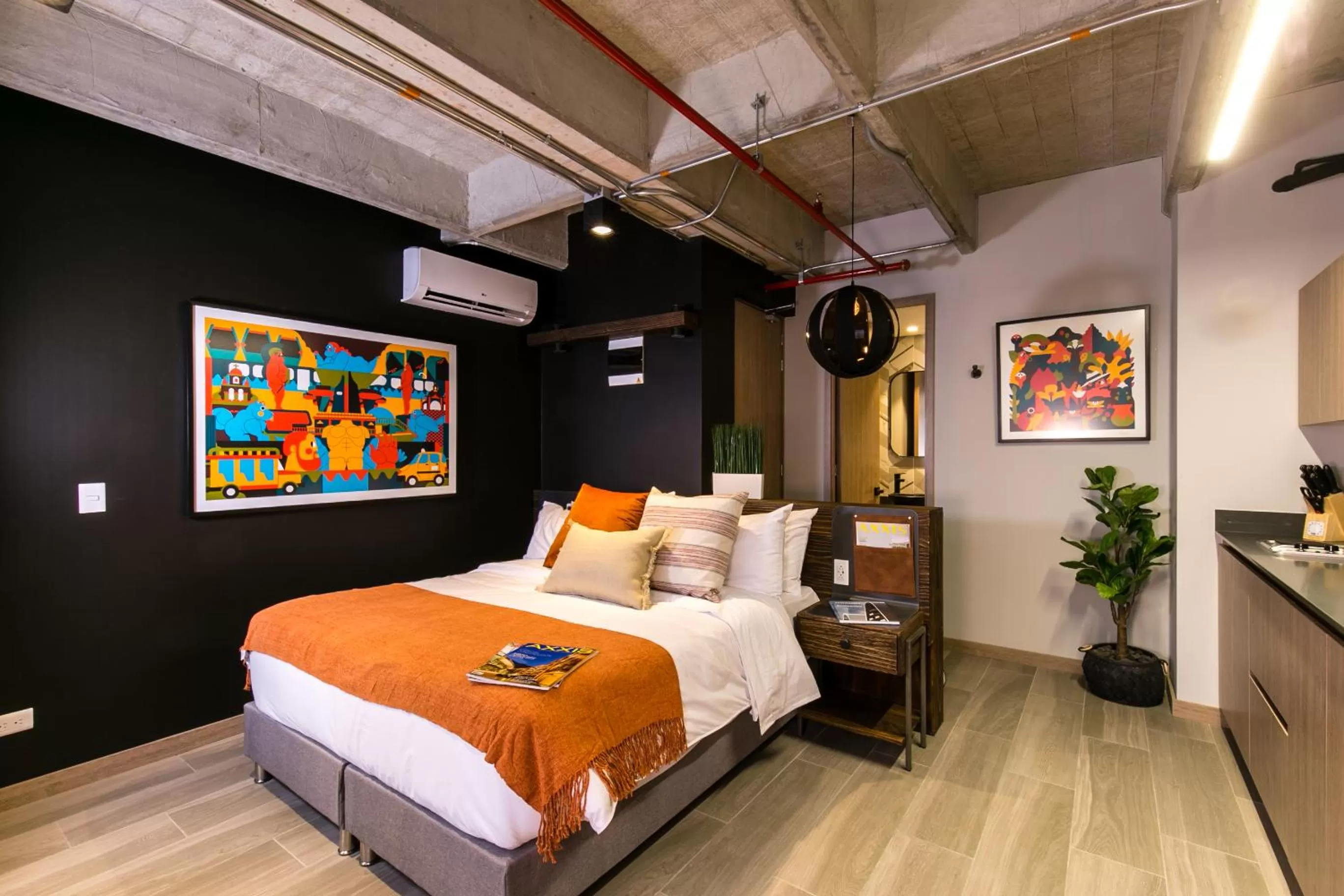 Bed in Factory Lofts Hotel