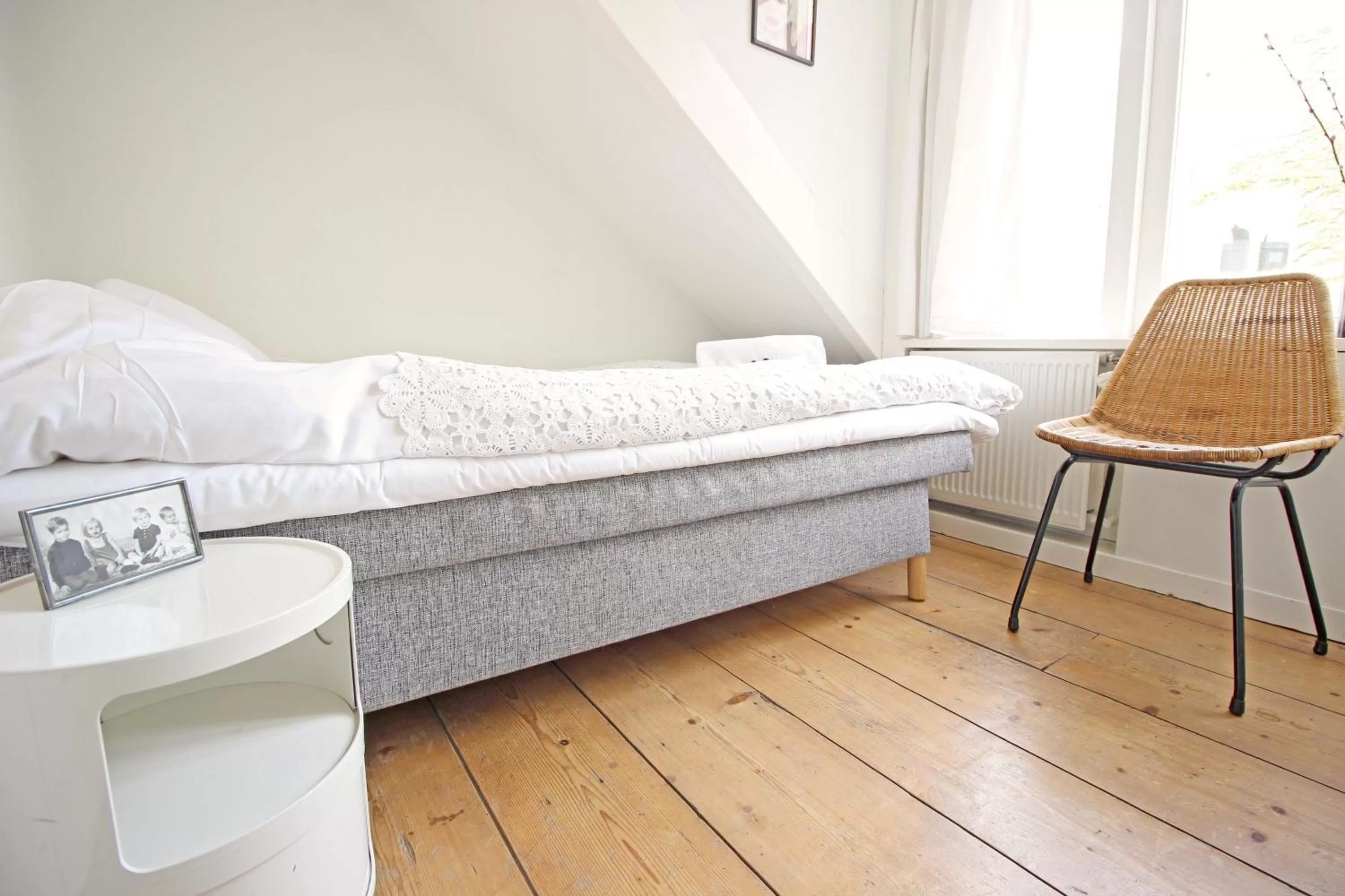 Bedroom in Beautiful 2 floor Vondelpark apartment.