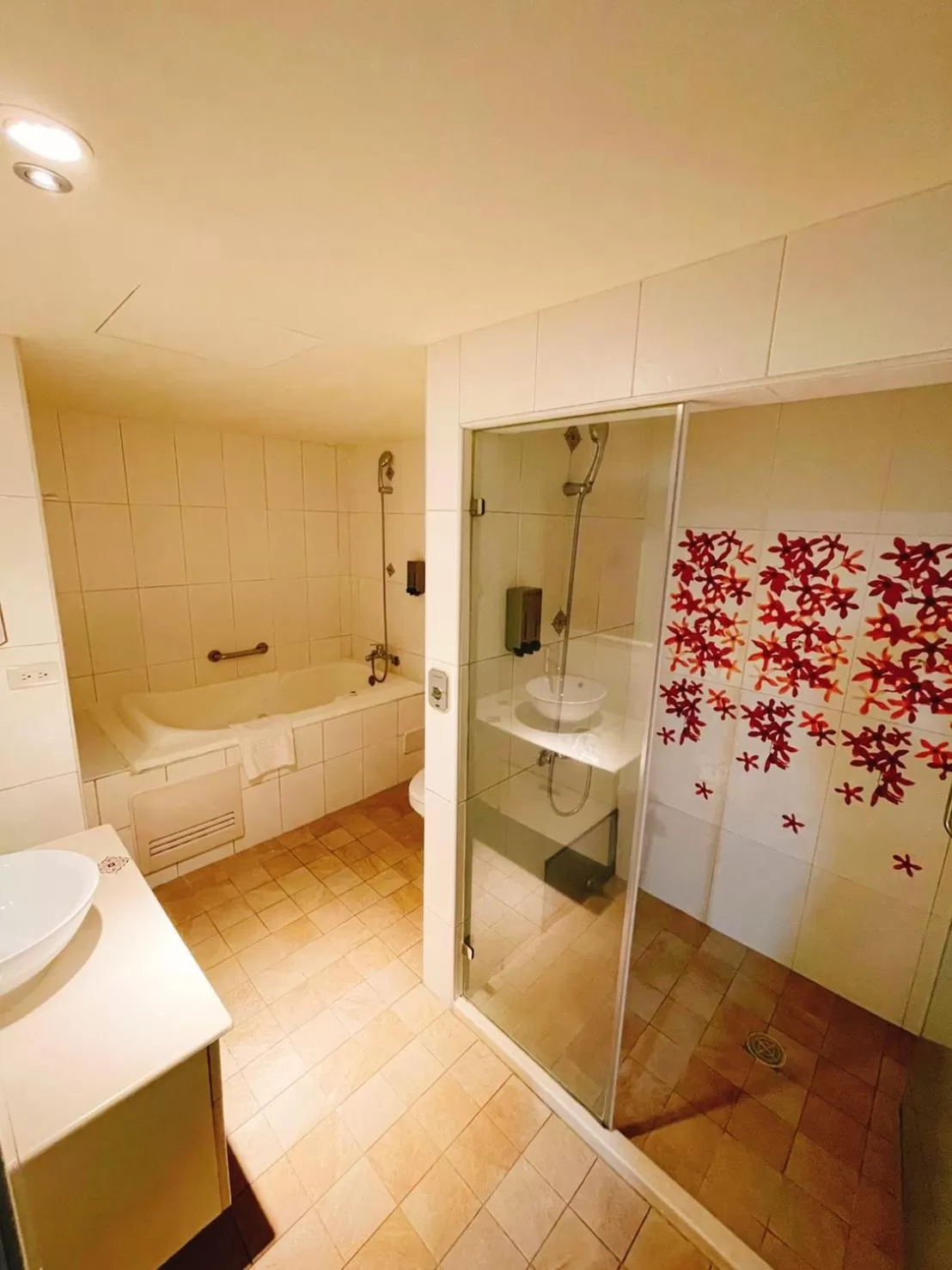 Bathroom, Bed in Joy Garden Hotel