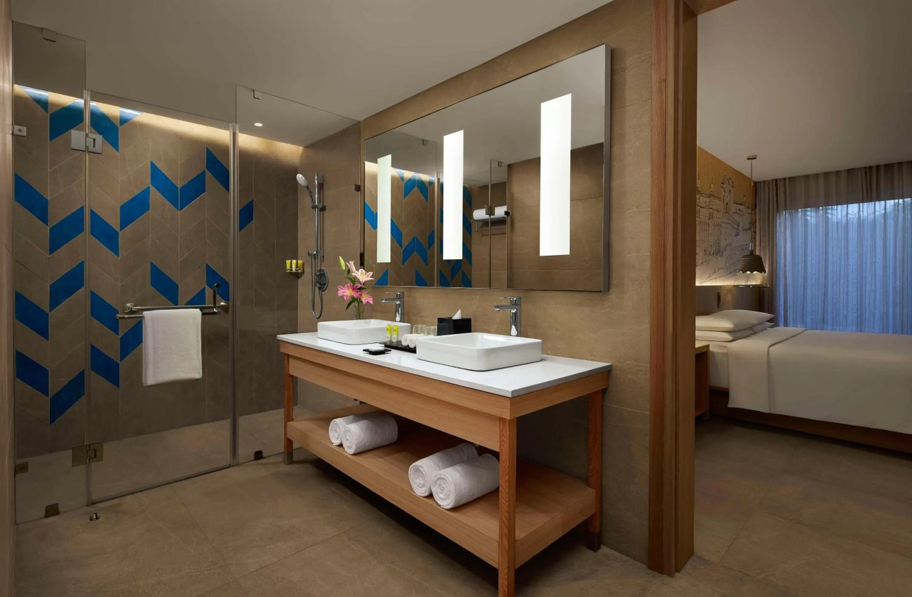 Bathroom, Bed in Hyatt Place Jaipur Malviya Nagar