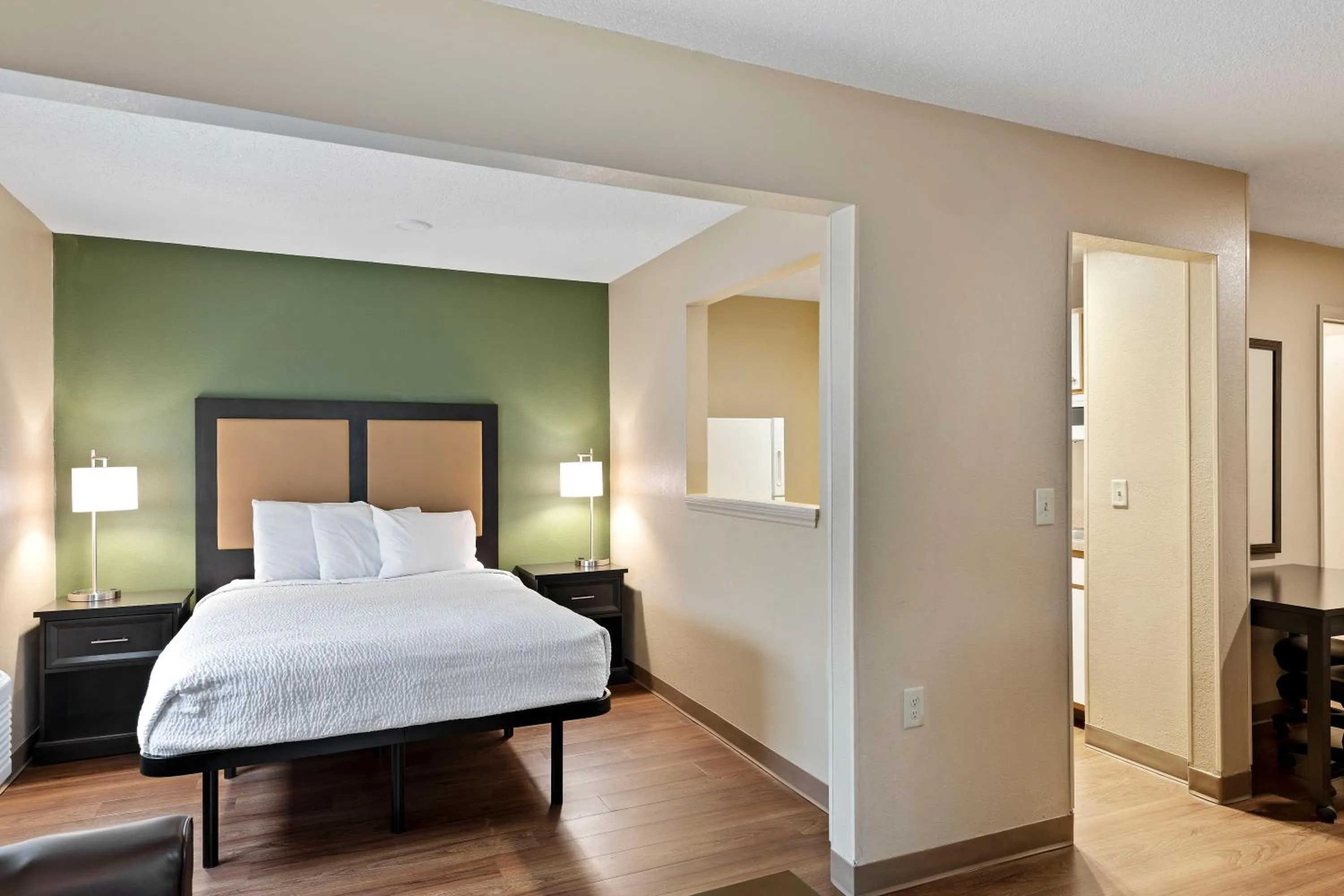 Bed in Studio 6 Suites Charlotte, NC - Tyvola Rd-Executive Park