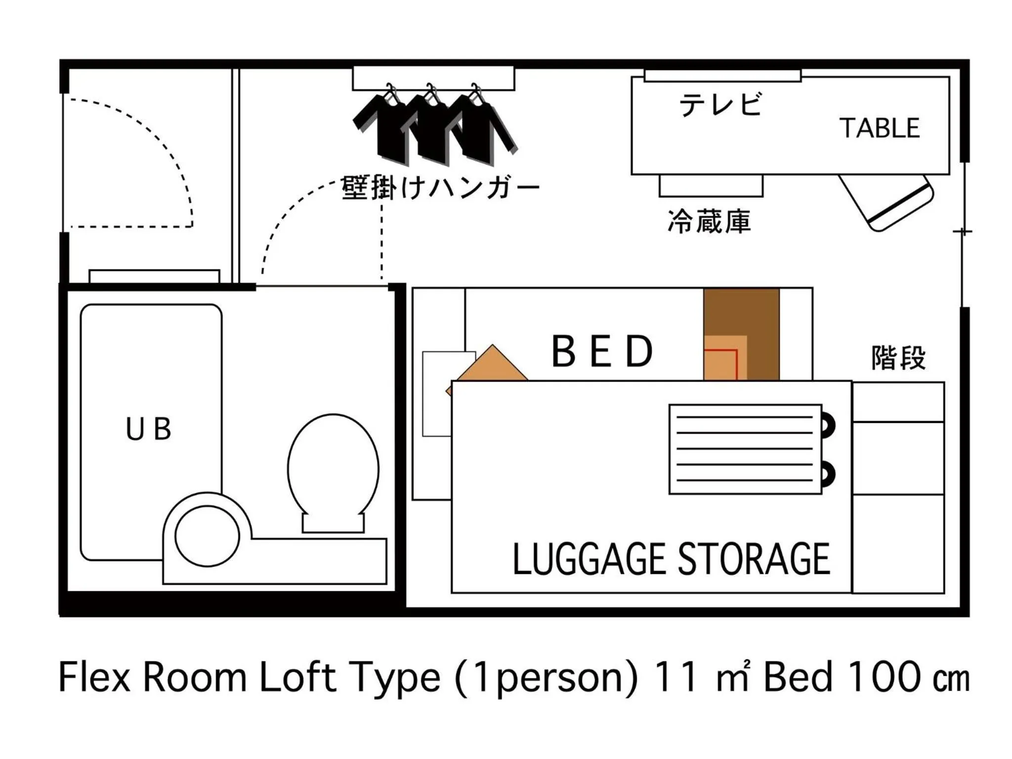 Floor plan, Bed in Hotel Areaone Kitaibaraki