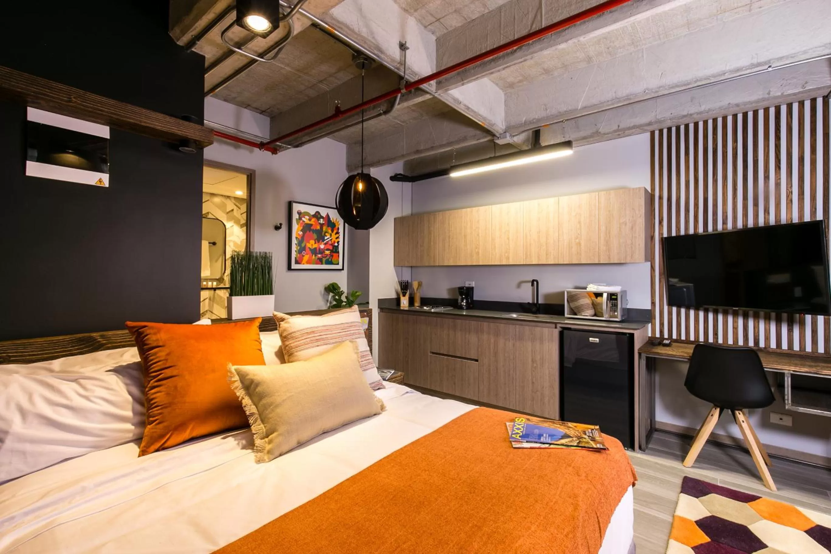 Bed in Factory Lofts Hotel