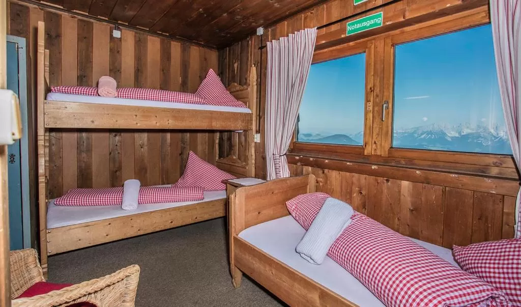 Ski School, Bed in Hocheckhuette On Top of the Kitzbuehel Hahnenkamm Mountain