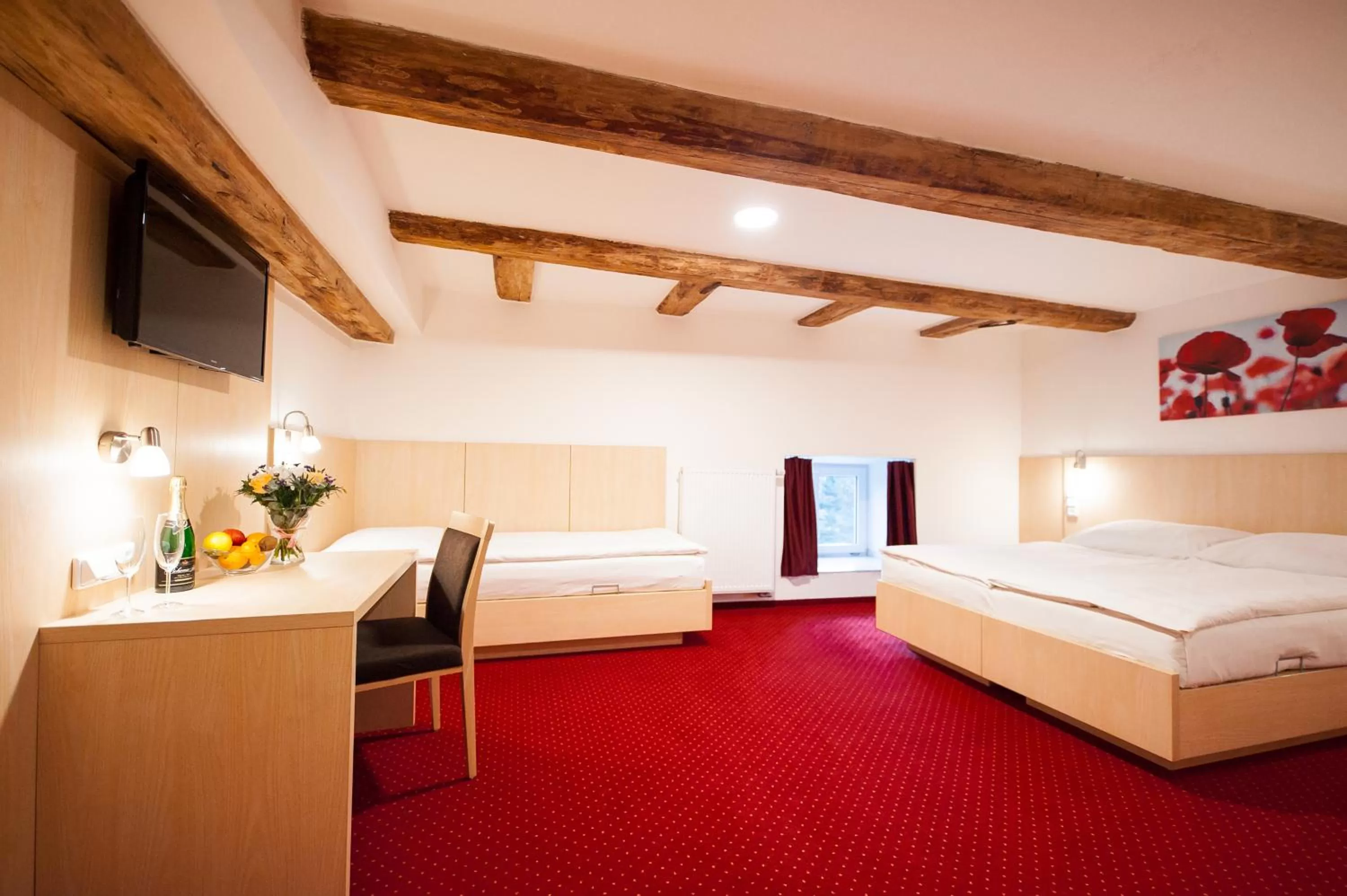 Bed in Hotel Pivovar