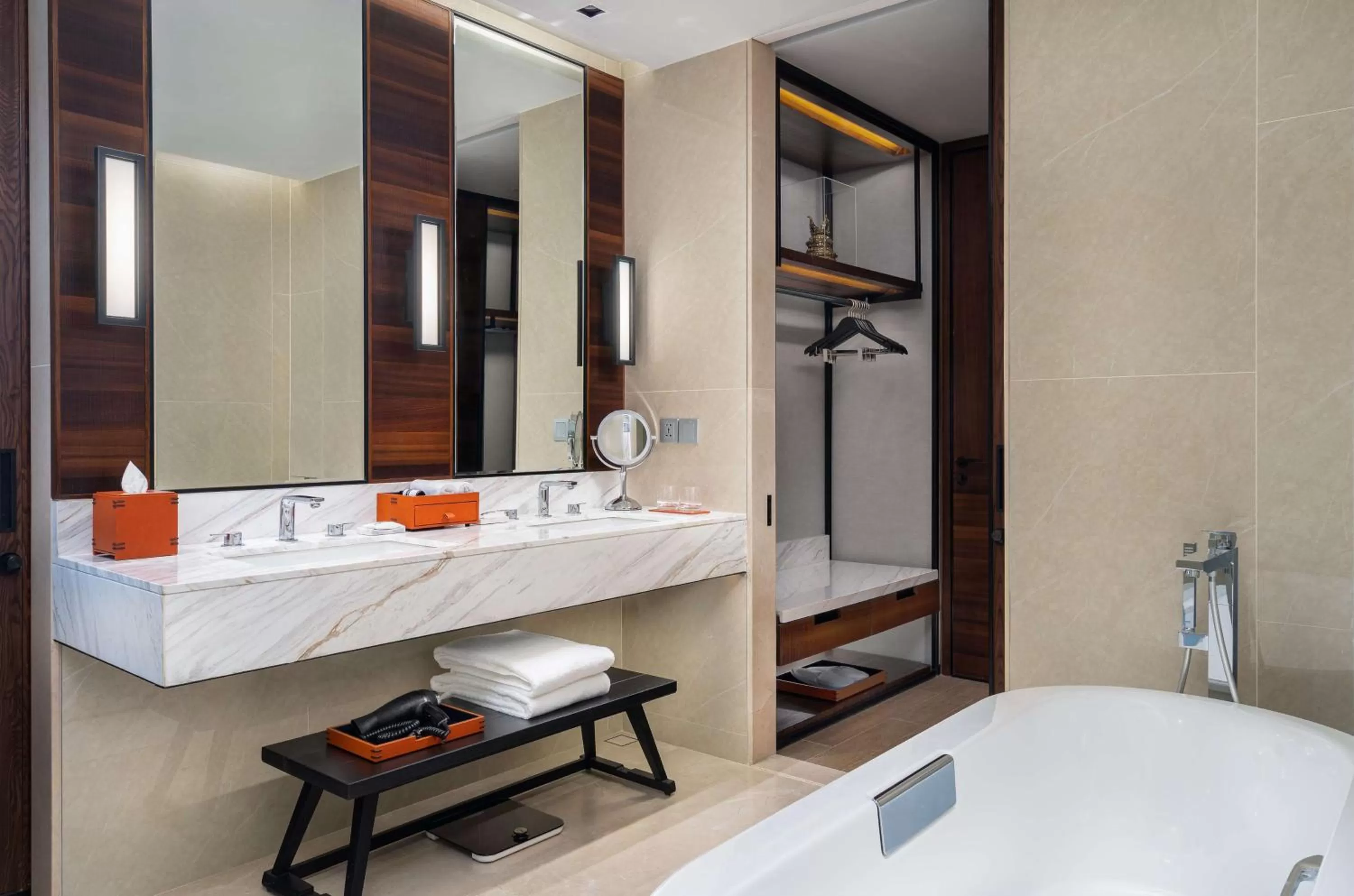 Bathroom, Bed in Hyatt Regency Phnom Penh