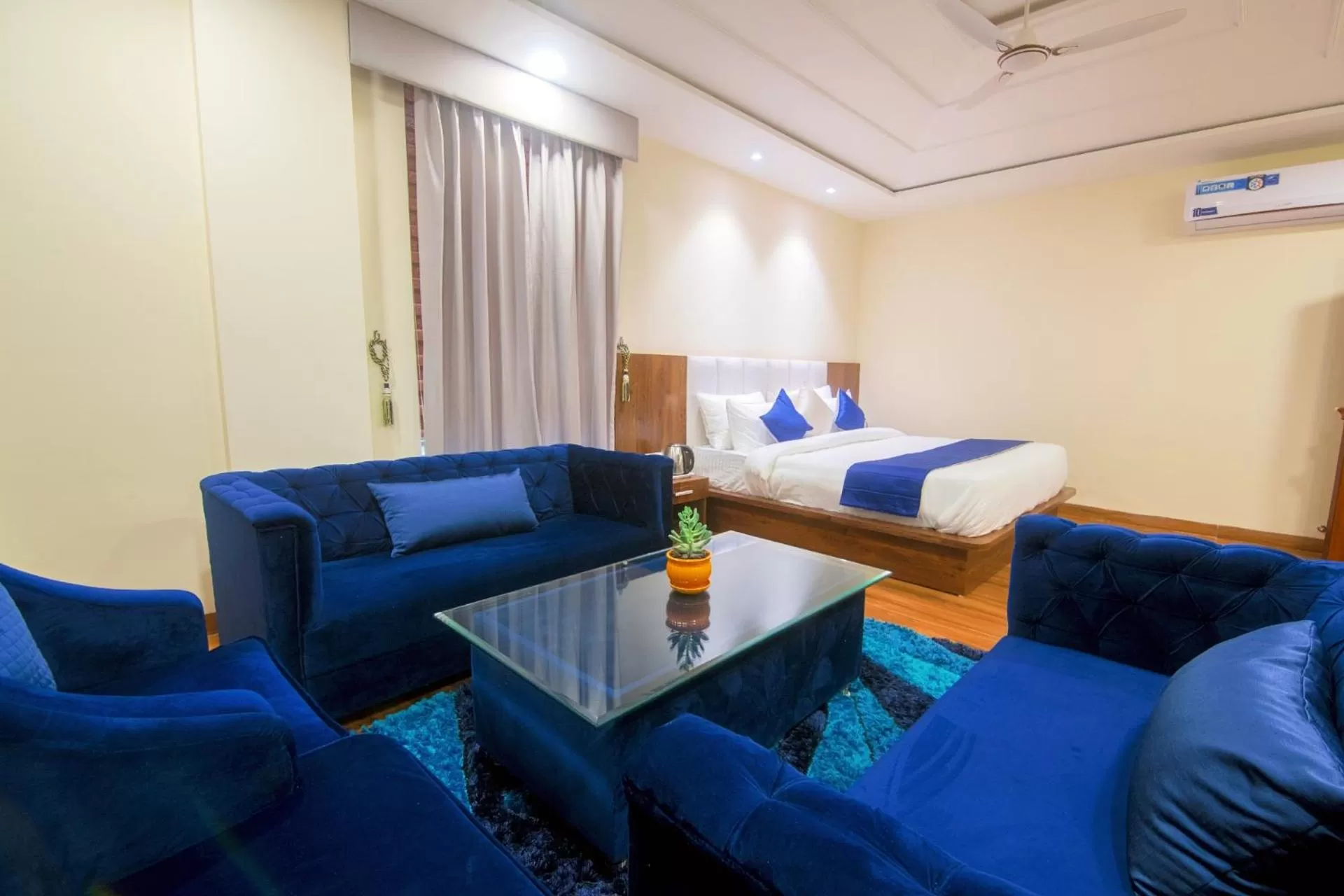 Seating area in Shivaay Morex- A Vegetarian Hotel