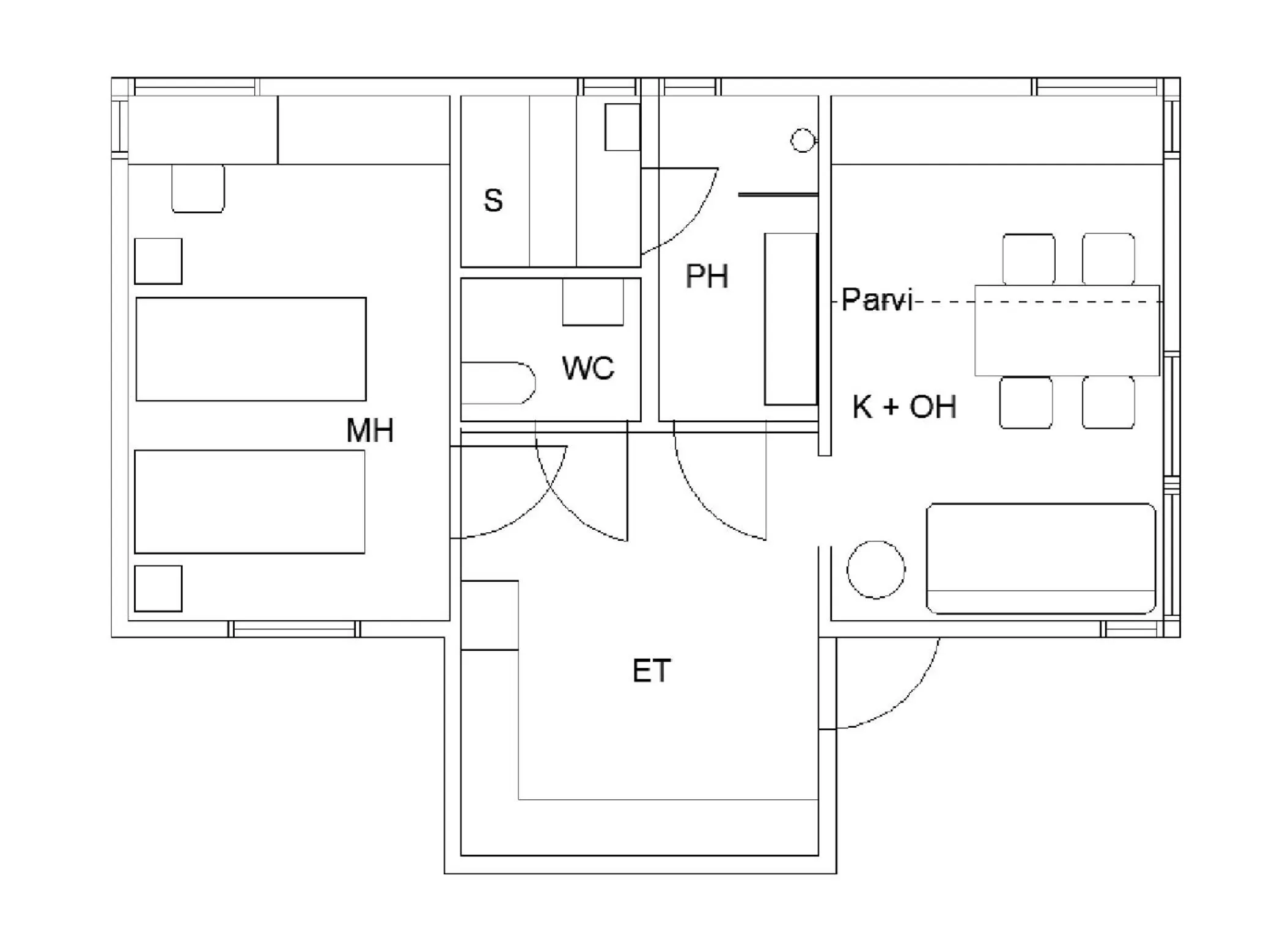 Photo of the whole room, Floor Plan in Sahanlahti Resort