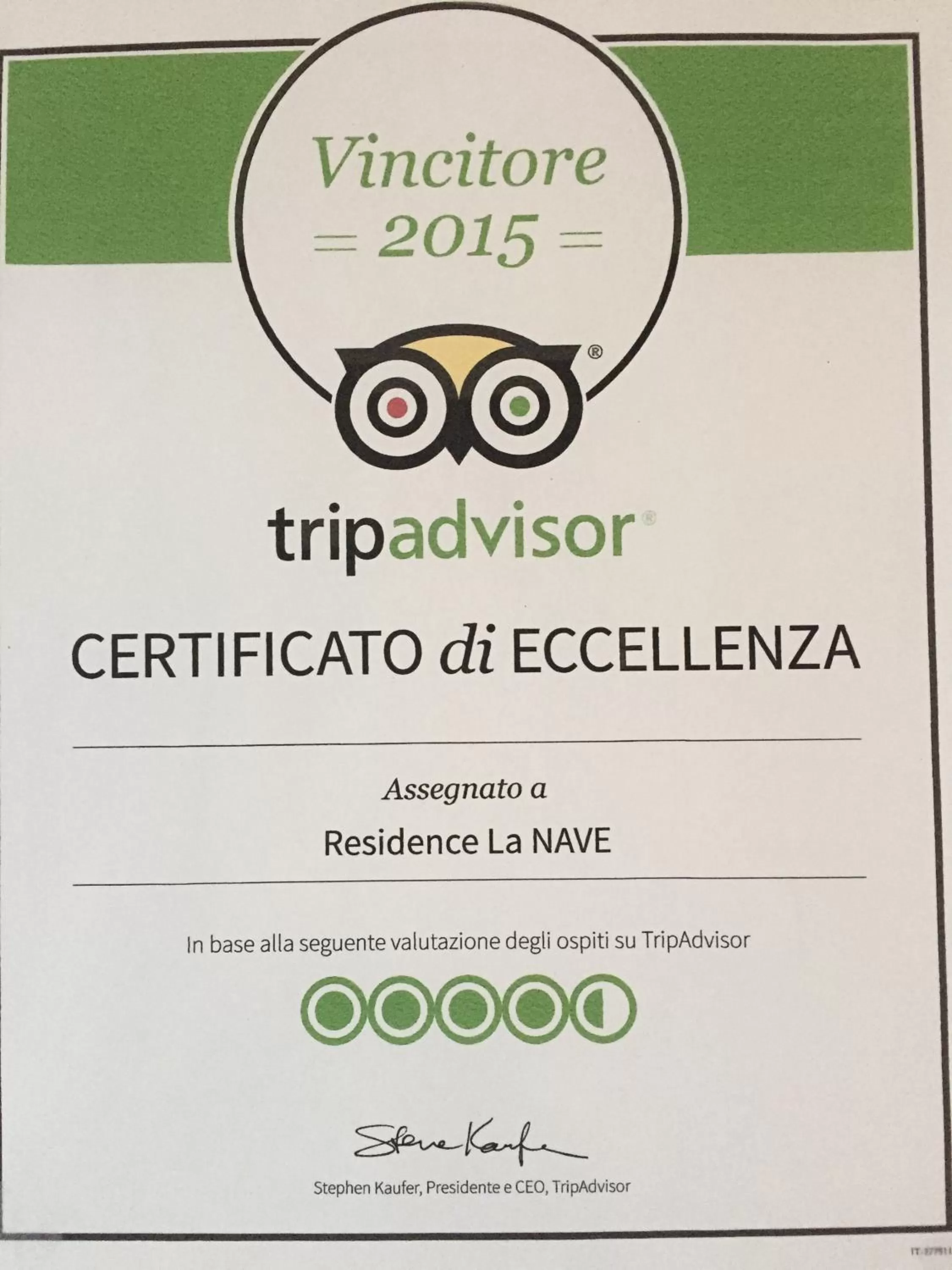 Certificate/Award in Residence La Nave