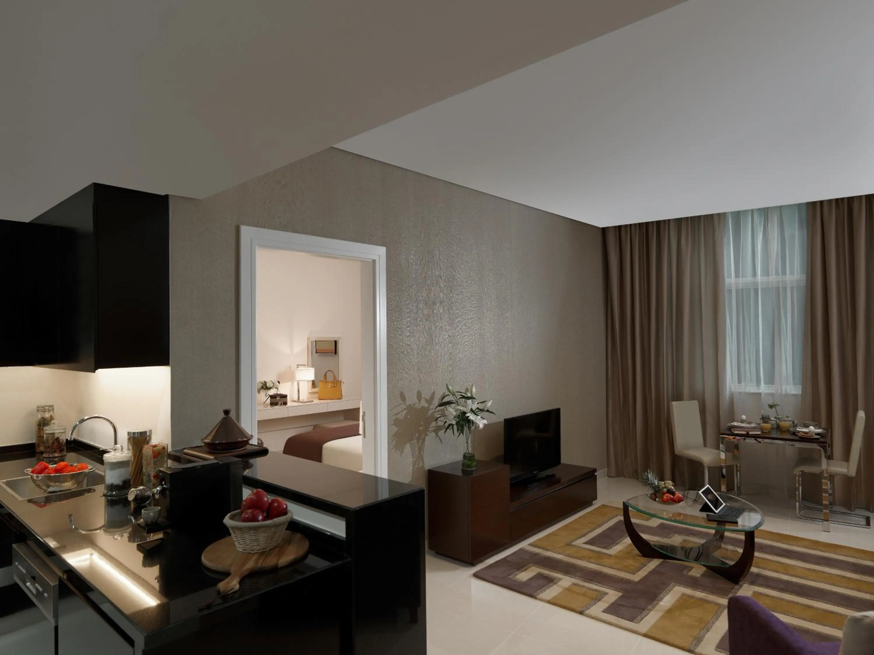 Living room, Bed in DAMAC Maison Cour Jardin