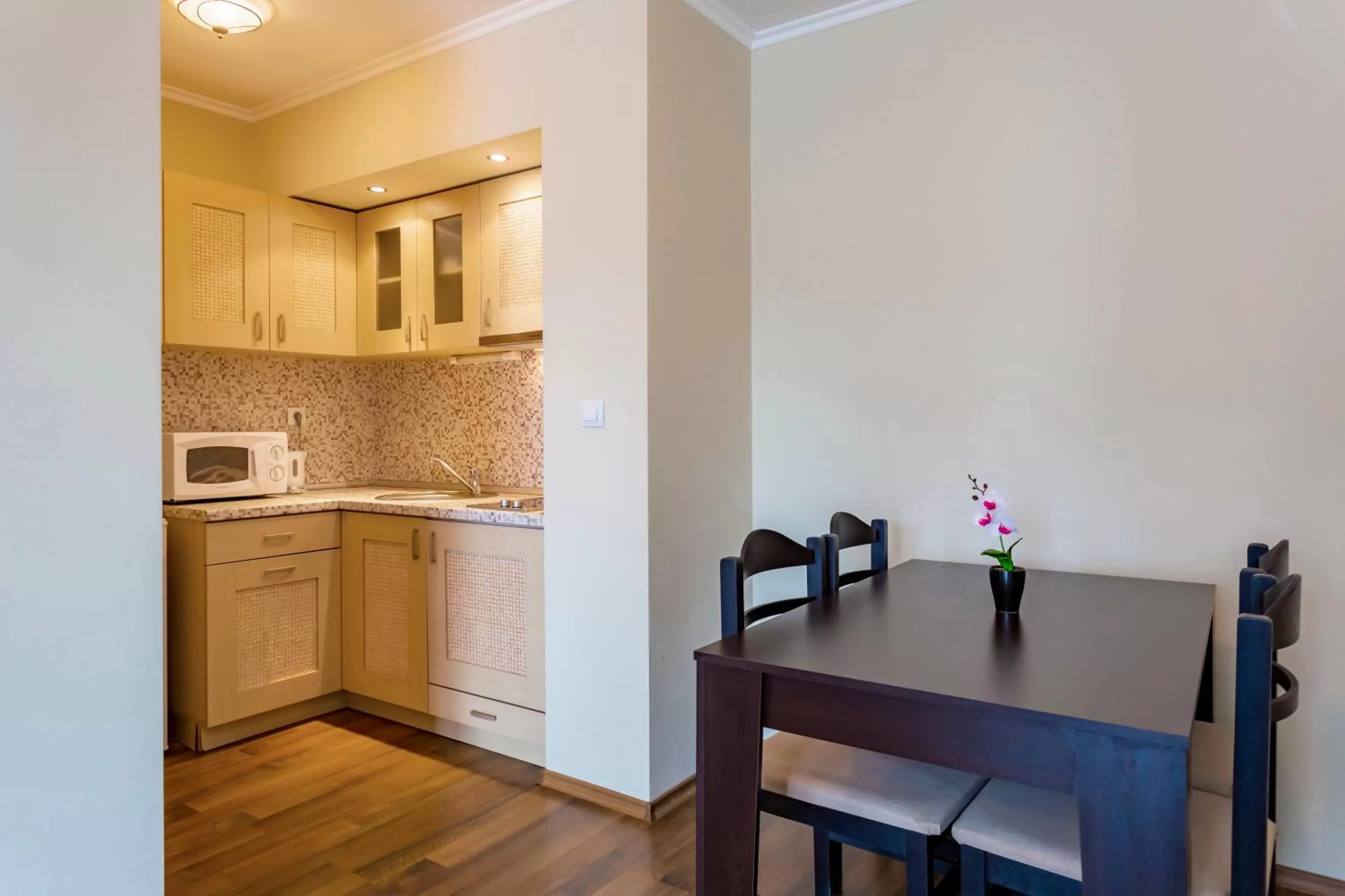 Coffee/tea facilities, Kitchen/Kitchenette in Rose Gardens Apart Hotel