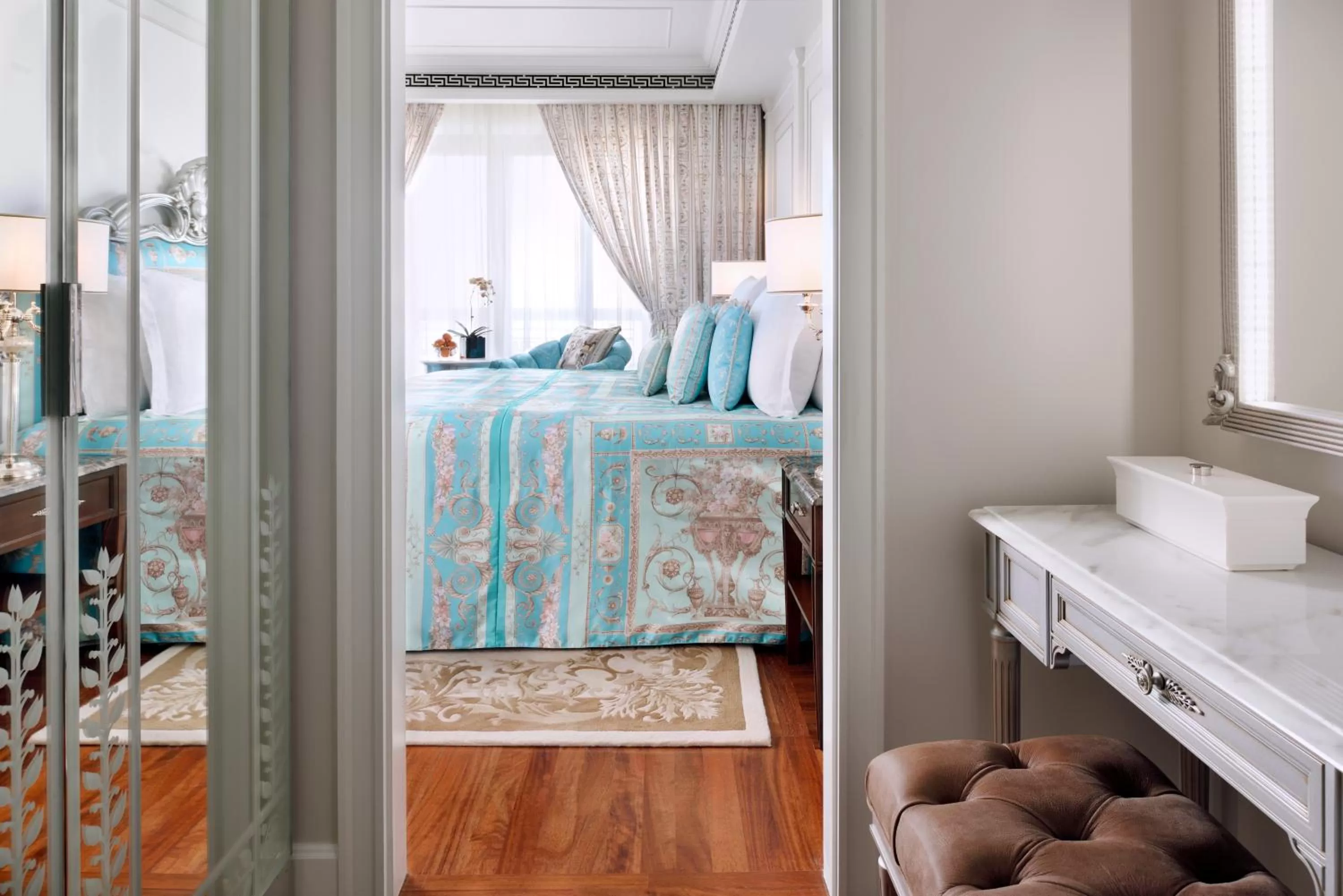 Decorative detail, Bed in Palazzo Versace Dubai