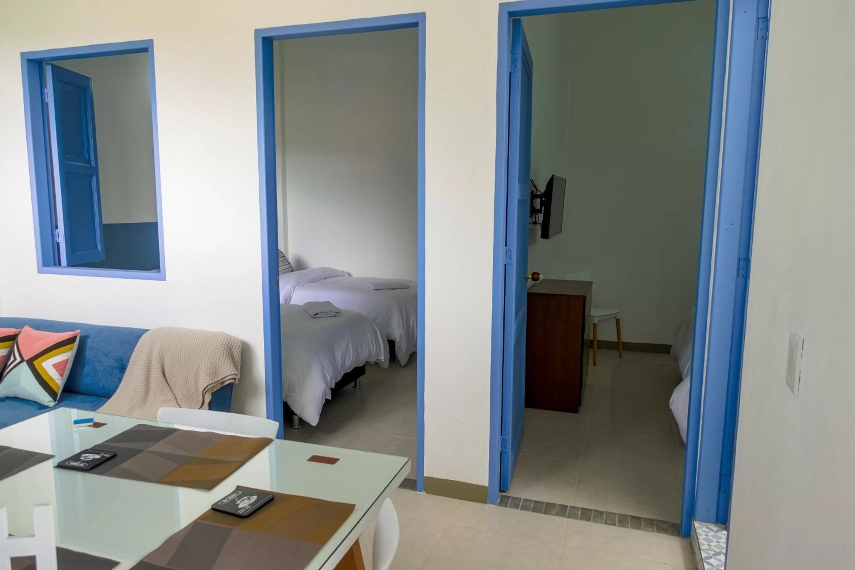 Dining area, Bed in Azulado Jericó