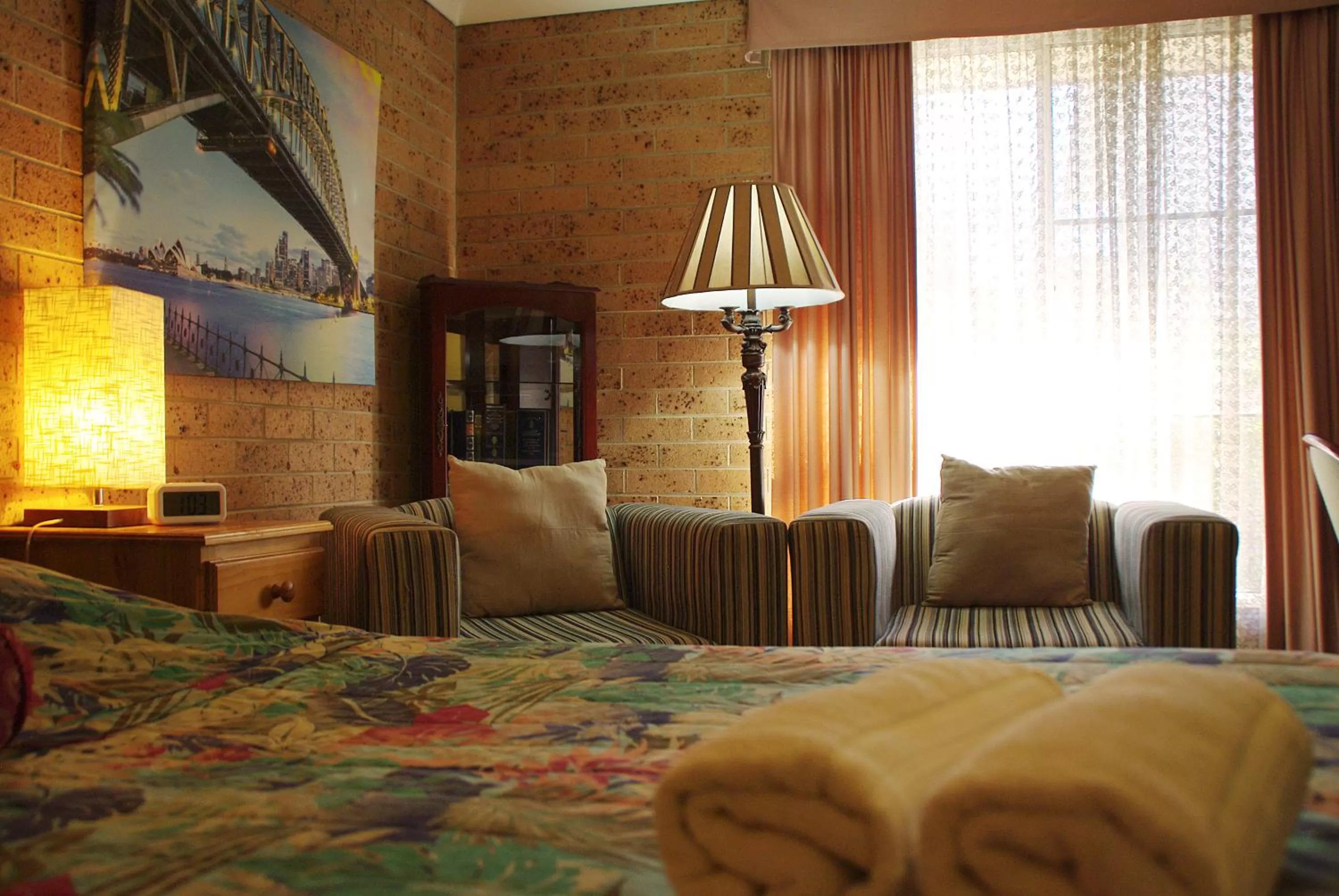 Bed in White Lanterns Motel