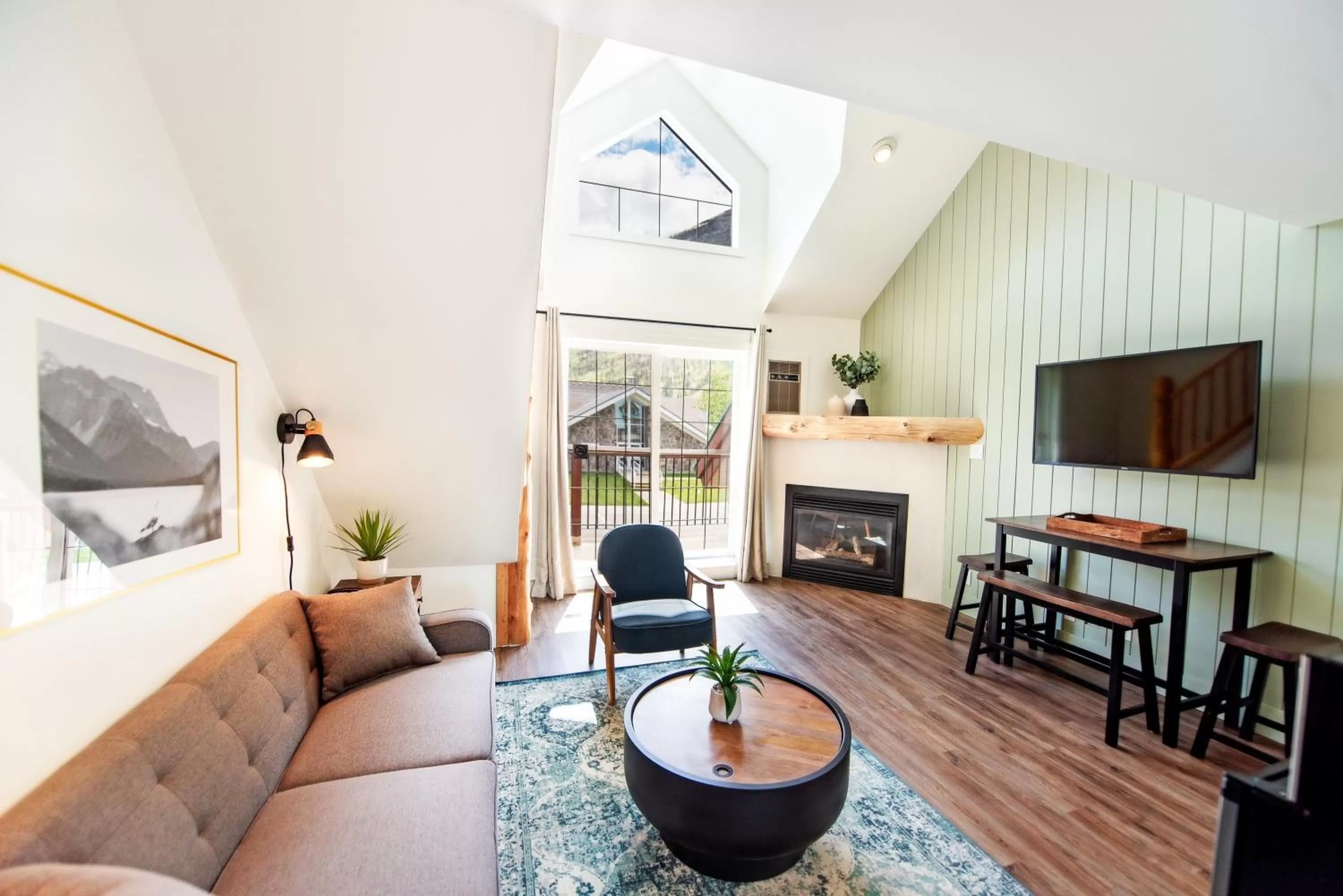 Living room in Waterton Glacier Suites