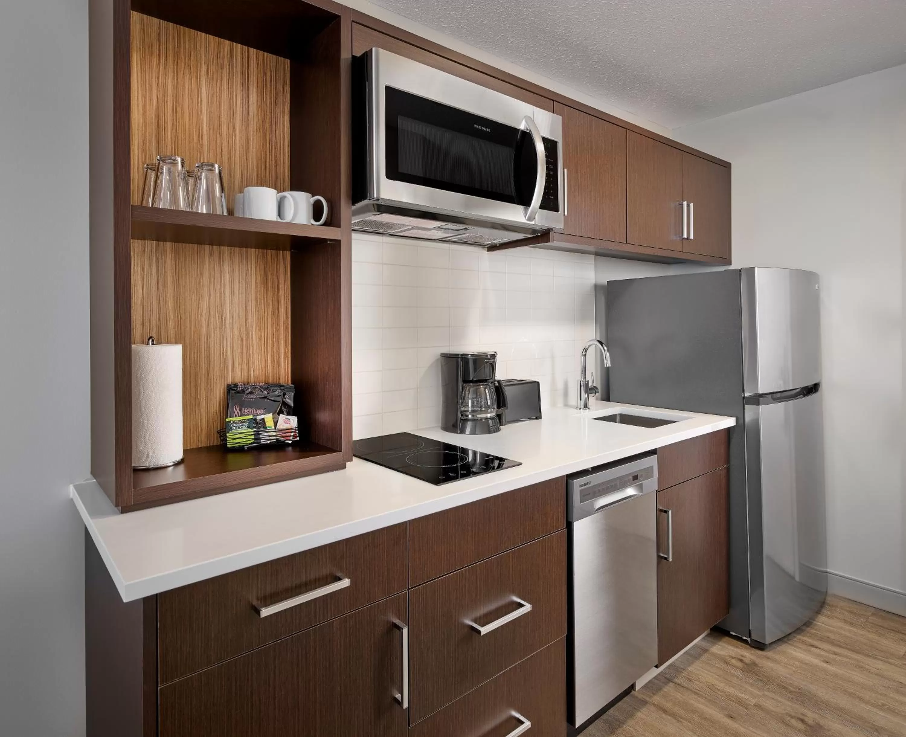 kitchen in TownePlace Suites by Marriott Edmonton Sherwood Park