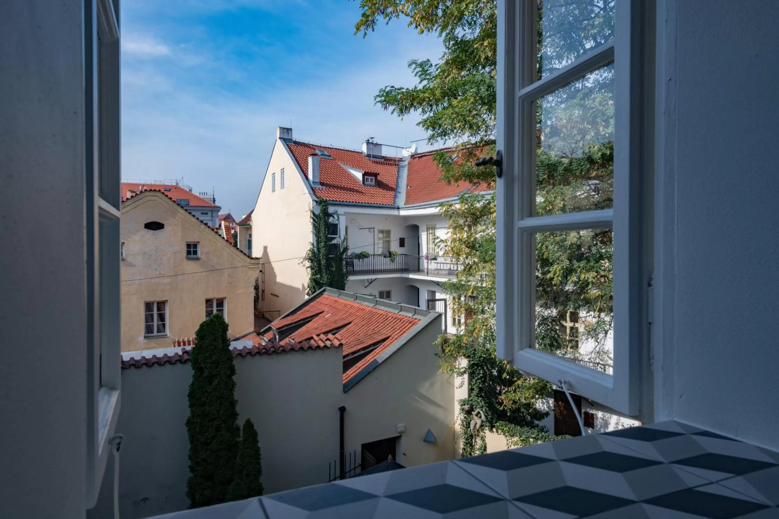 Inner courtyard view in Monastery Garden Prague