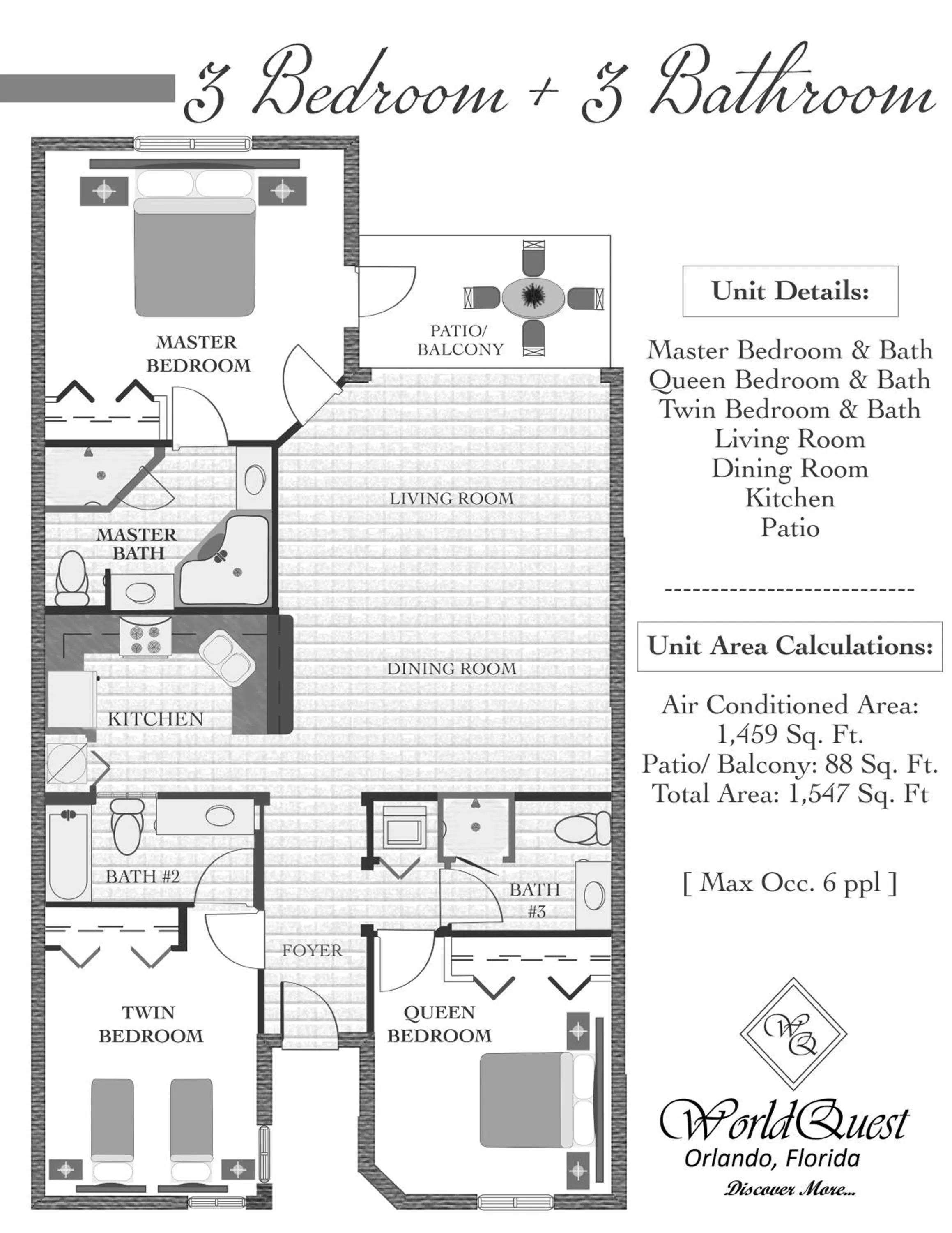 Floor plan in WorldQuest Orlando Resort