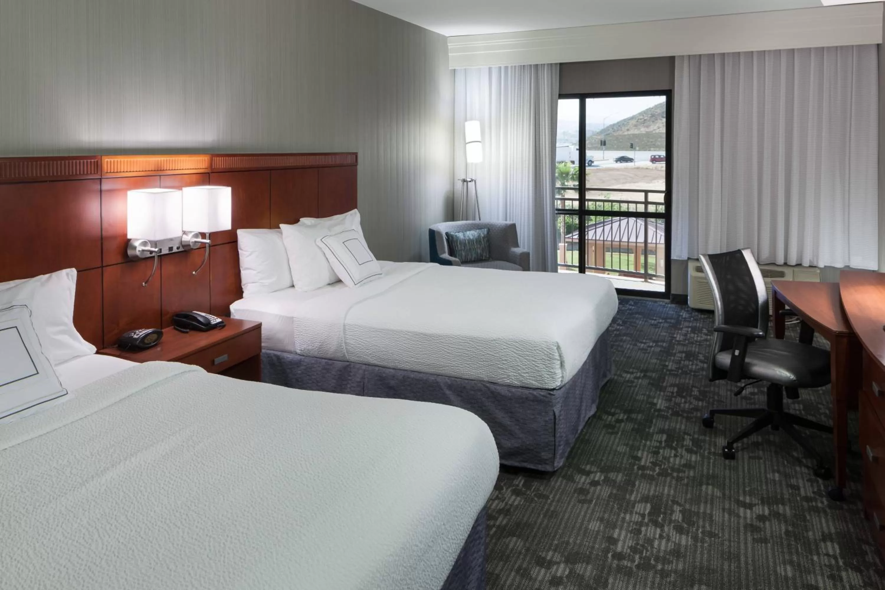 Queen Room with Two Queen Beds and Transfer Shower - Mobility and Hearing Accessible in Courtyard by Marriott Santa Clarita Valencia