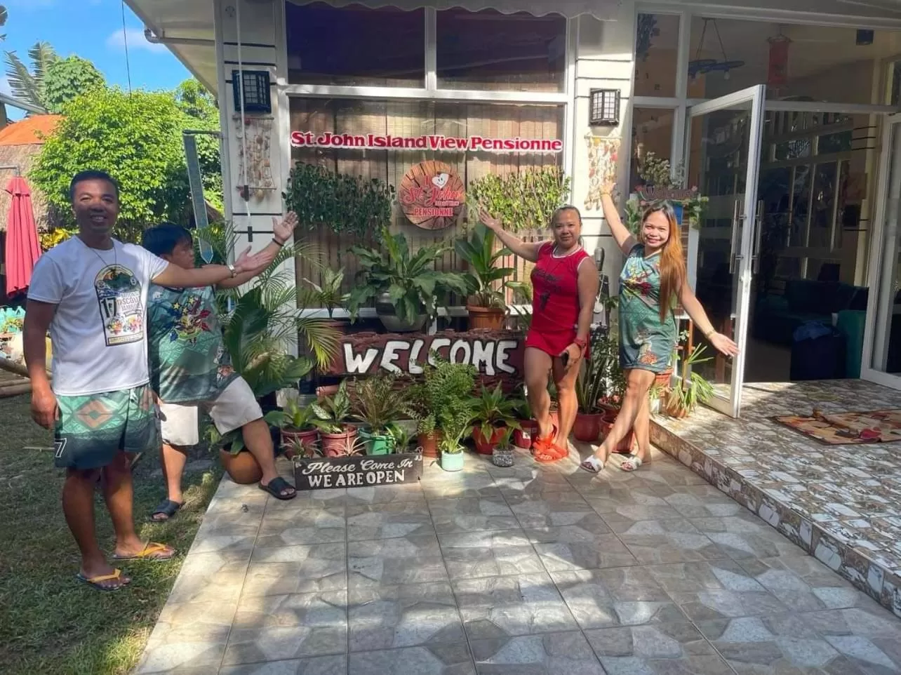 group of guests in St. John Island View Pensionne