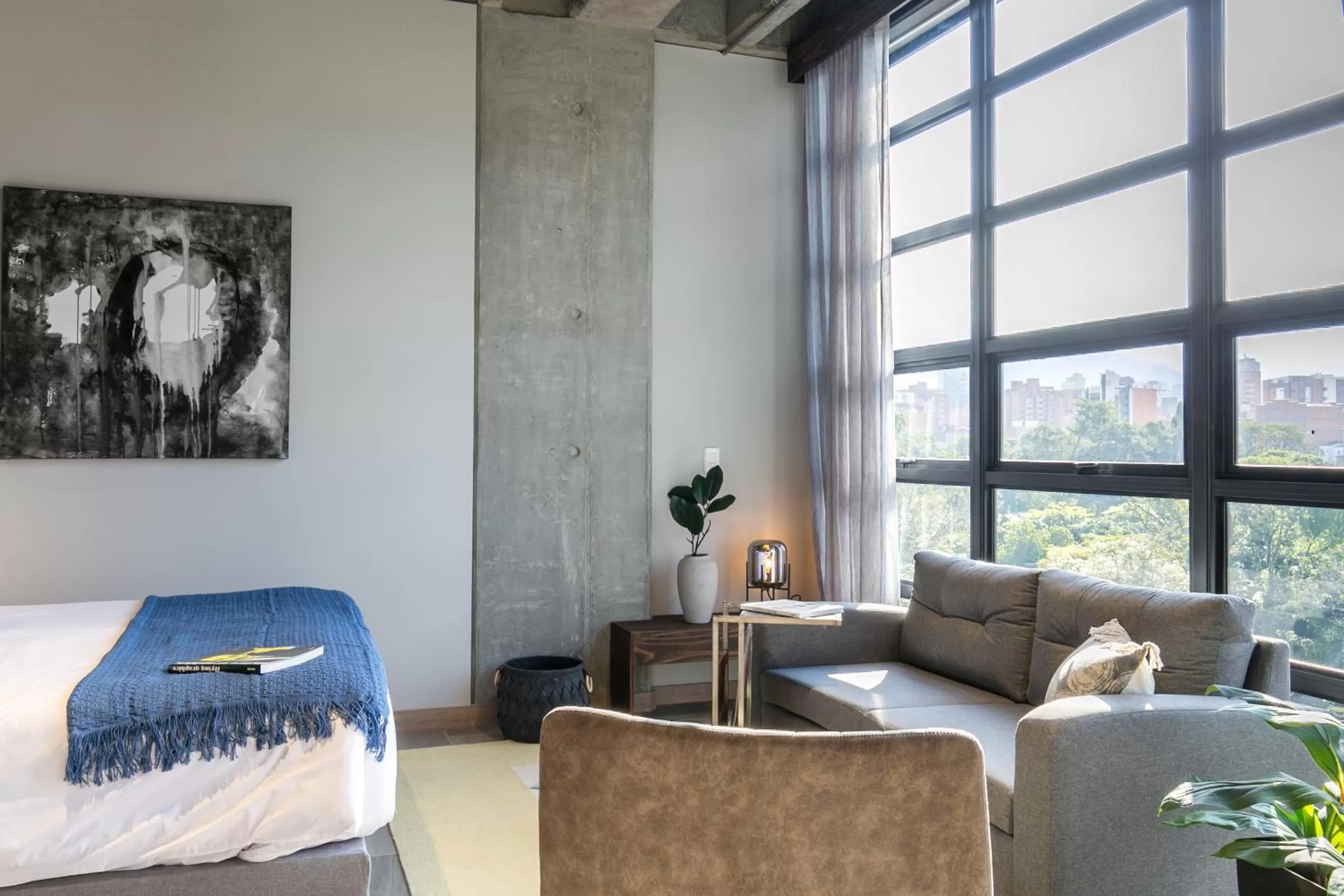 Seating area, Bed in Factory Lofts Hotel